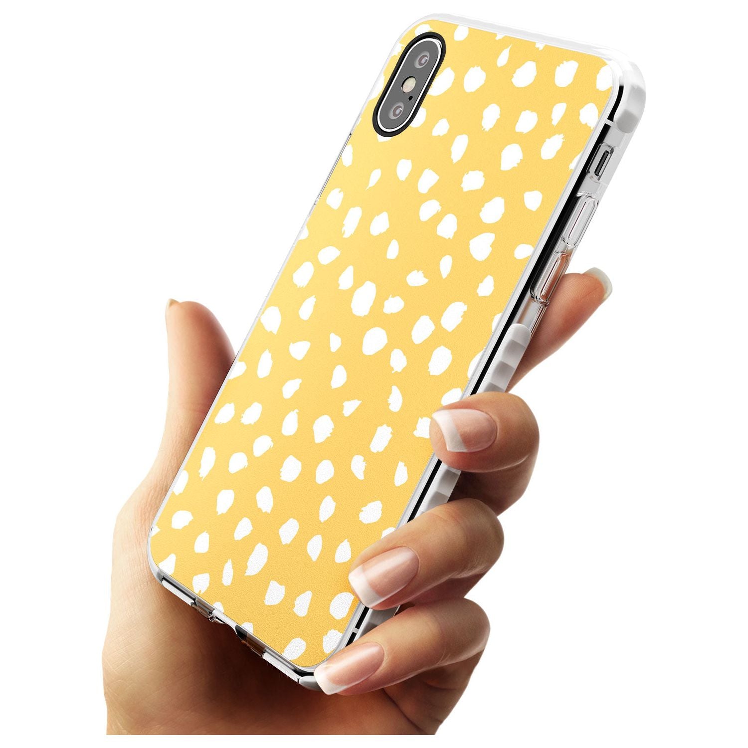 White on Yellow Dalmatian Polka Dot Spots Impact Phone Case for iPhone X XS Max XR