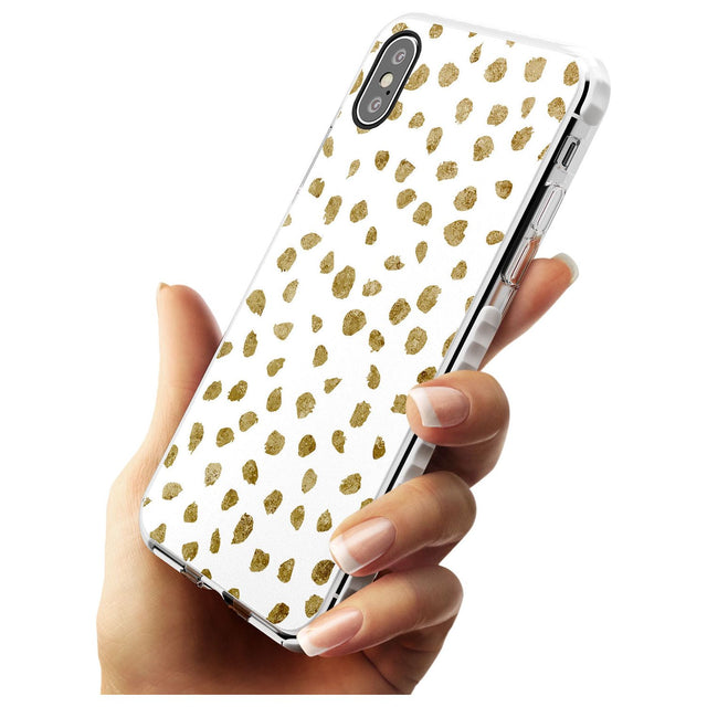 Gold Look on White Dalmatian Polka Dot Spots Impact Phone Case for iPhone X XS Max XR