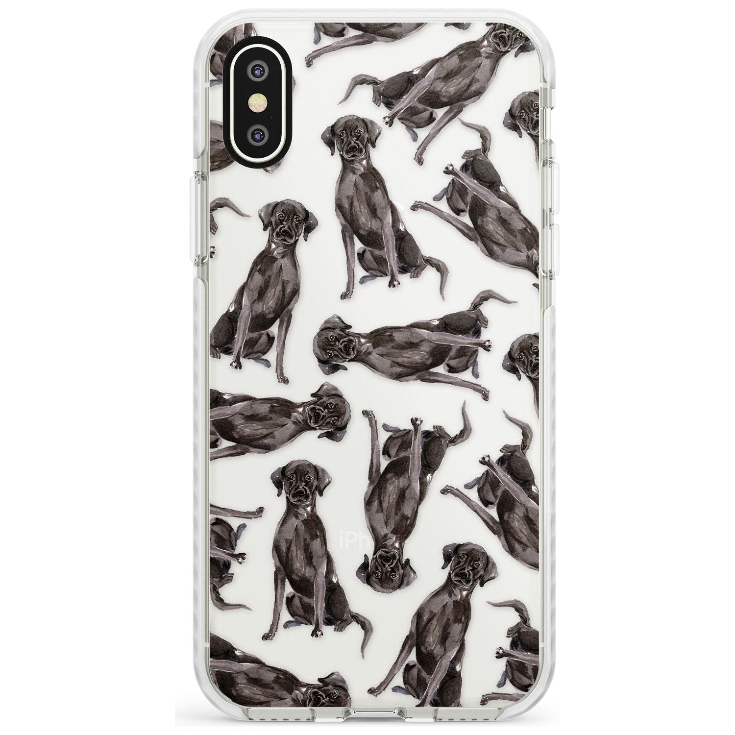 Black Labrador Watercolour Dog Pattern Impact Phone Case for iPhone X XS Max XR
