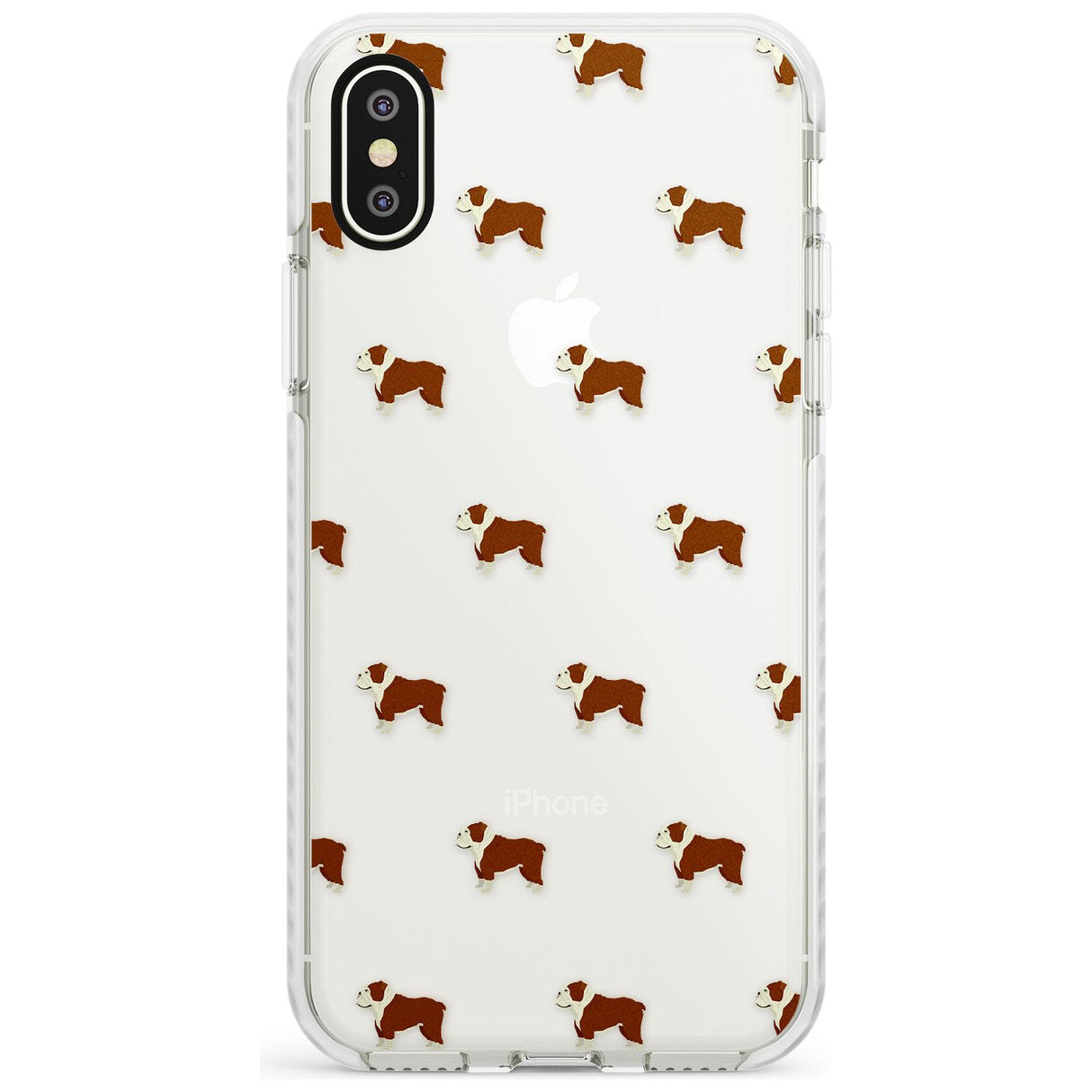 English Bulldog Dog Pattern Clear Impact Phone Case for iPhone X XS Max XR