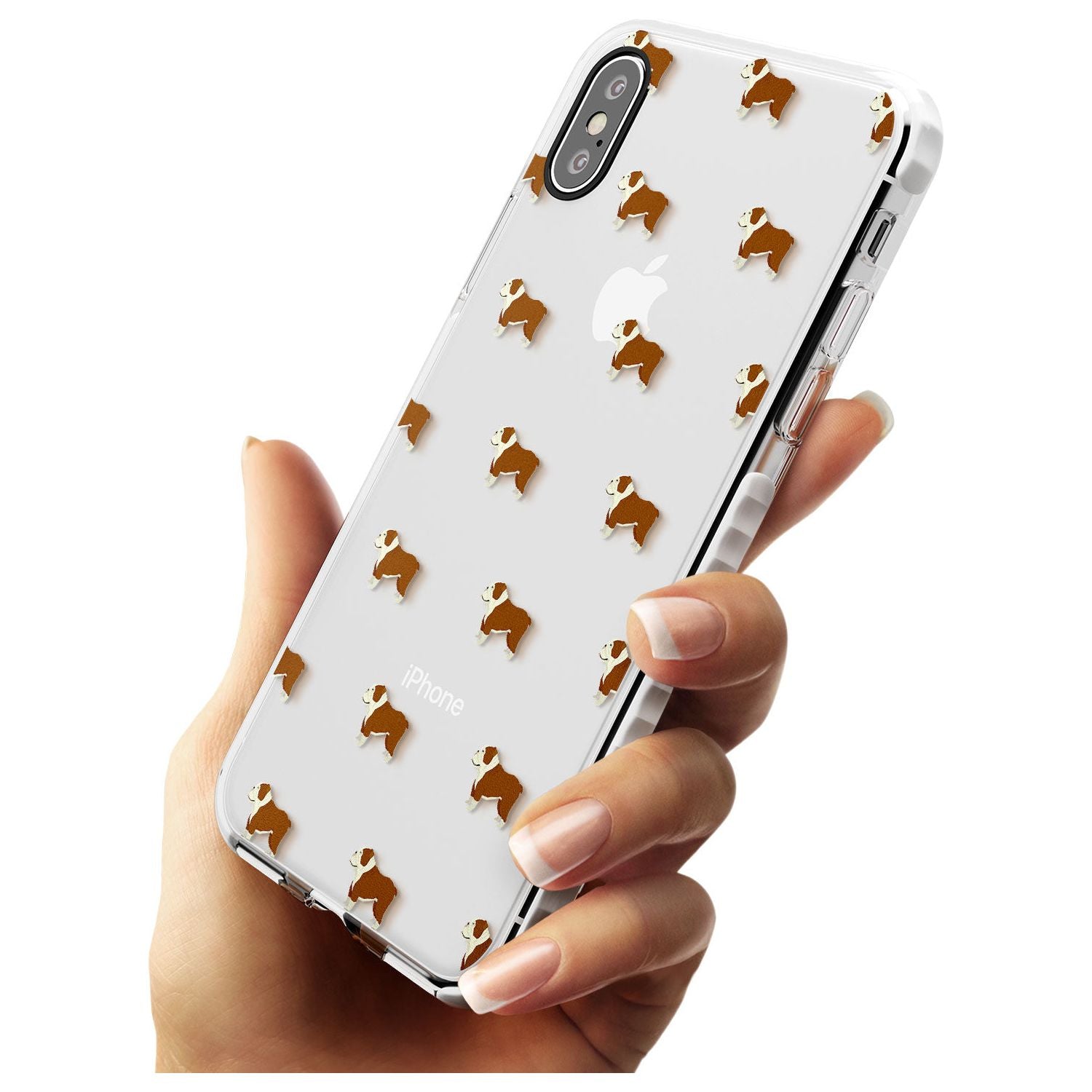 English Bulldog Dog Pattern Clear Impact Phone Case for iPhone X XS Max XR