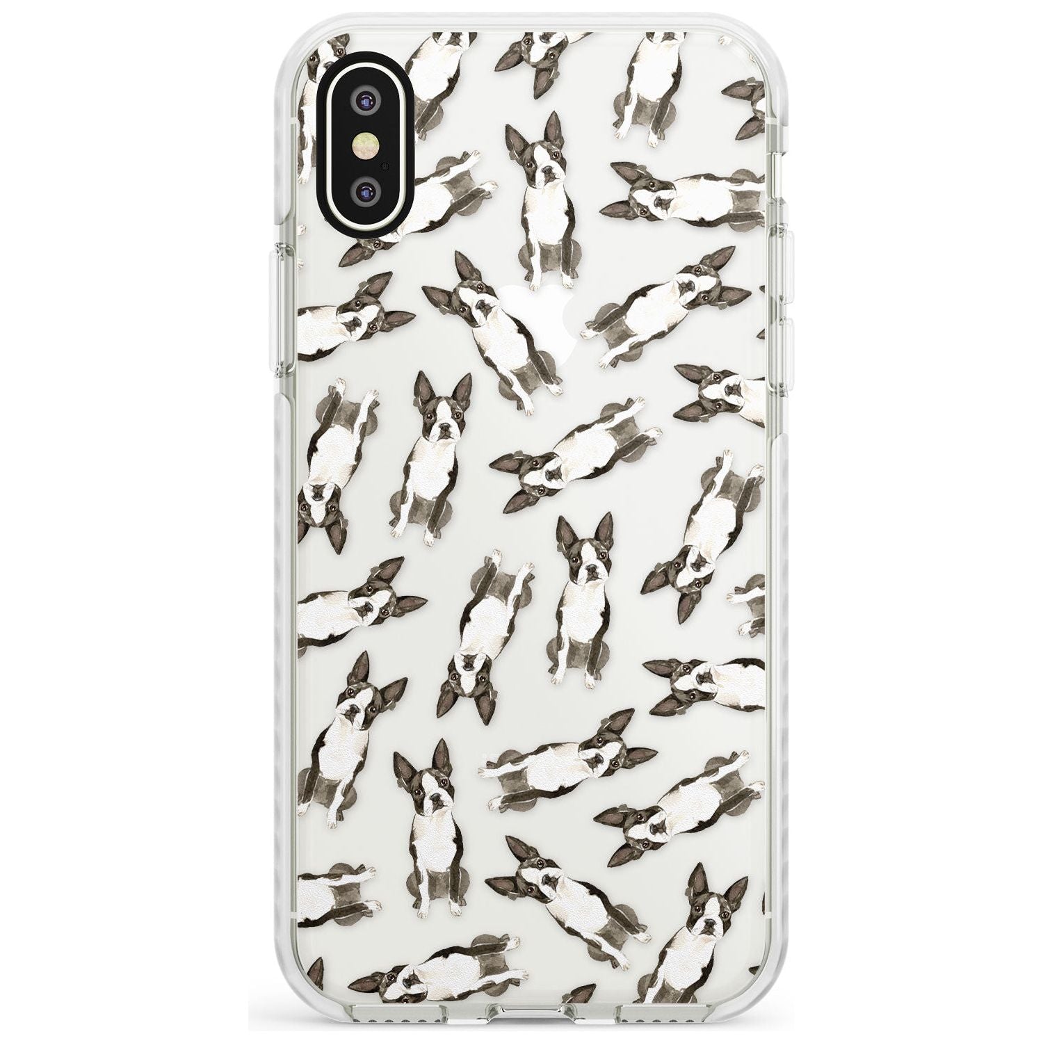 Boston Terrier Watercolour Dog Pattern Impact Phone Case for iPhone X XS Max XR
