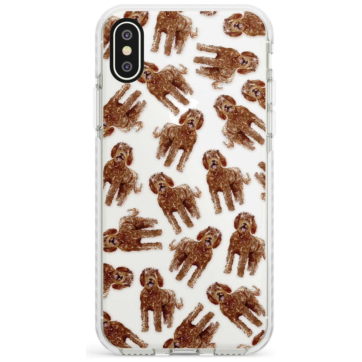 Labradoodle (Brown) Watercolour Dog Pattern Impact Phone Case for iPhone X XS Max XR