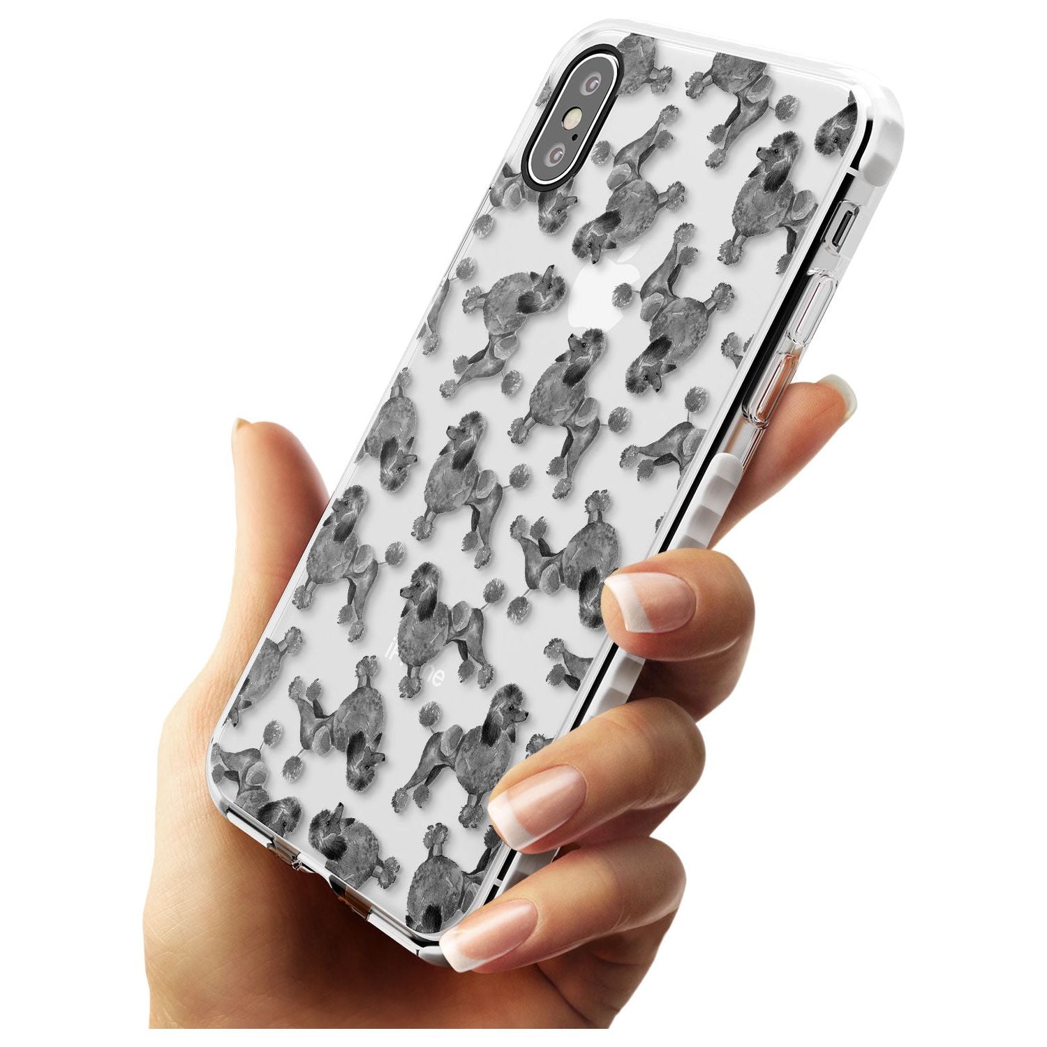 Poodle (Black) Watercolour Dog Pattern Impact Phone Case for iPhone X XS Max XR