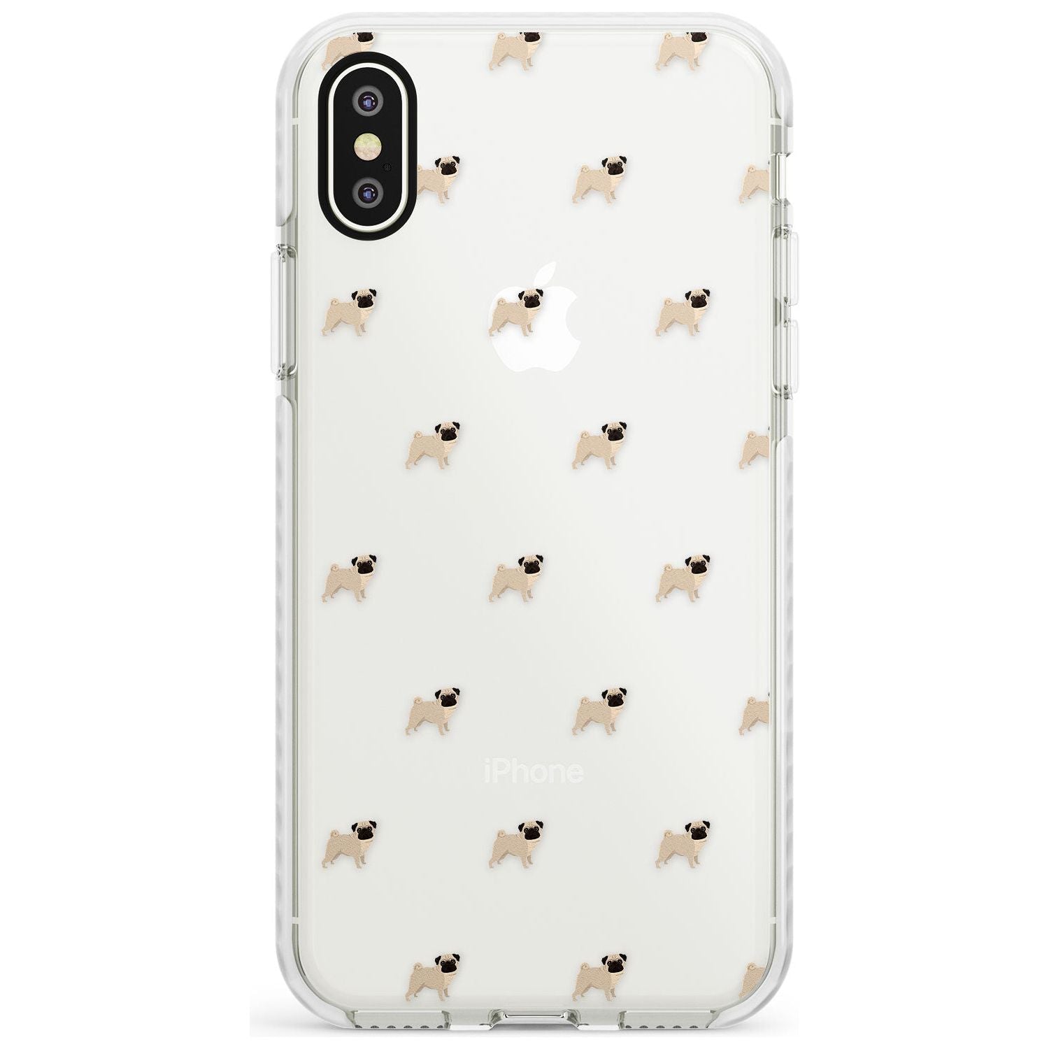 Pug Dog Pattern Clear Impact Phone Case for iPhone X XS Max XR