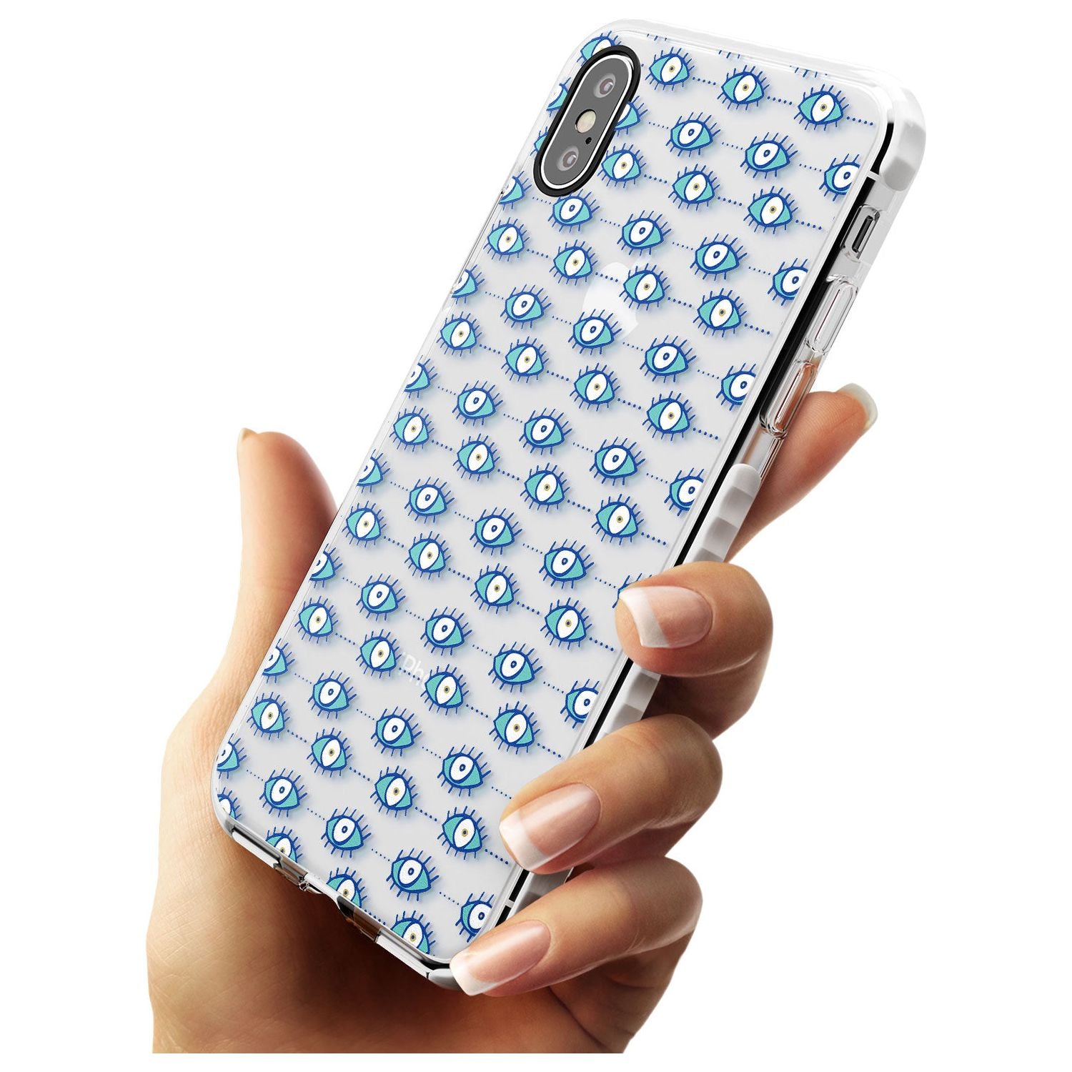 Crazy Eyes (Clear) Psychedelic Eyes Pattern Impact Phone Case for iPhone X XS Max XR