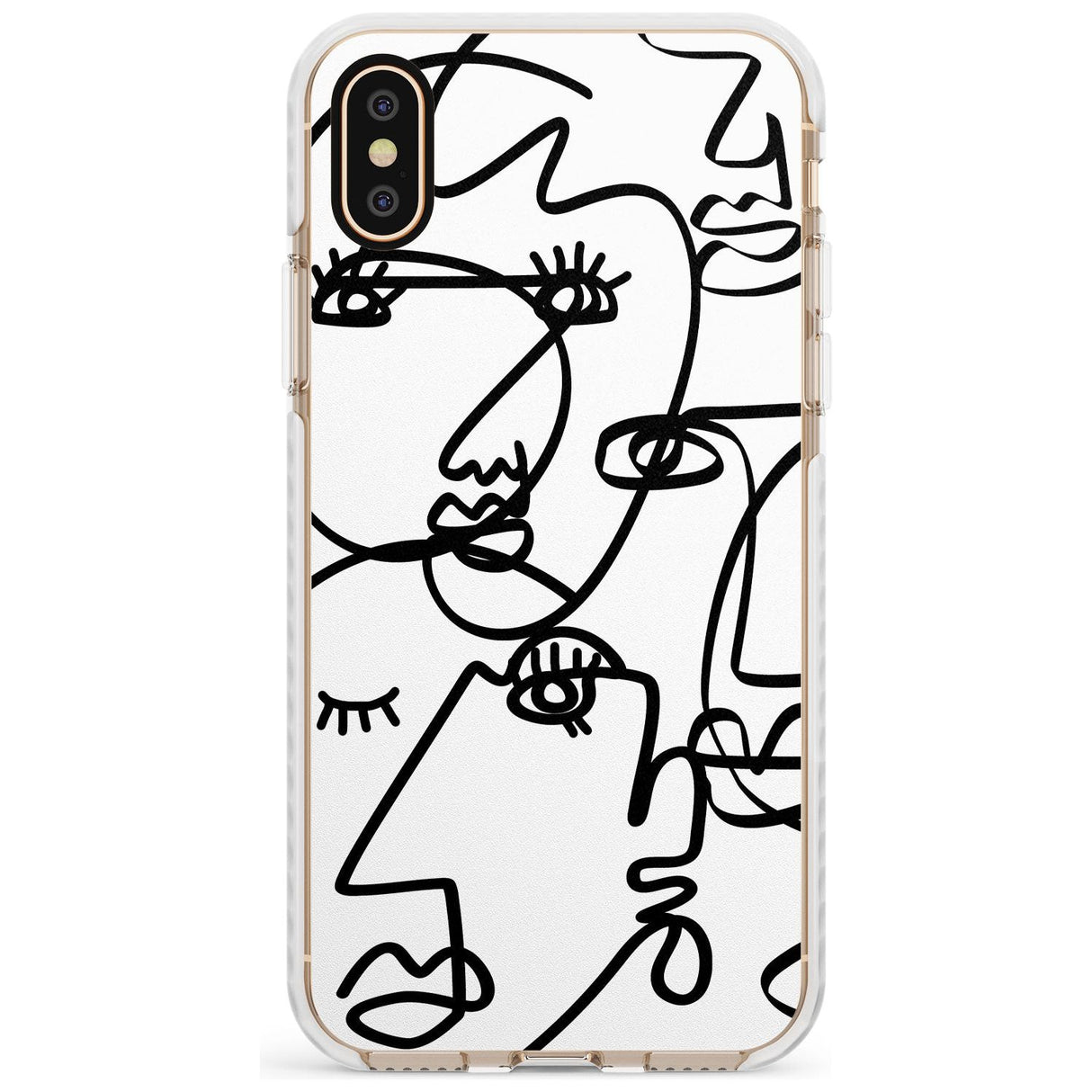 Continuous Line Faces: Black on White Slim TPU Phone Case Warehouse X XS Max XR