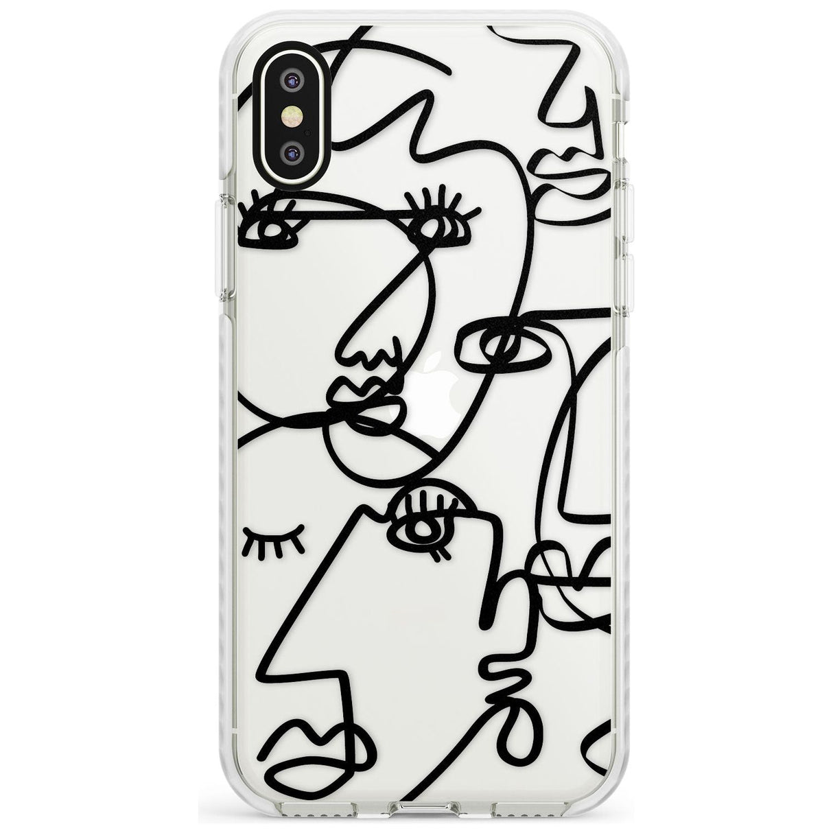 Continuous Line Faces: Black on Clear Slim TPU Phone Case Warehouse X XS Max XR