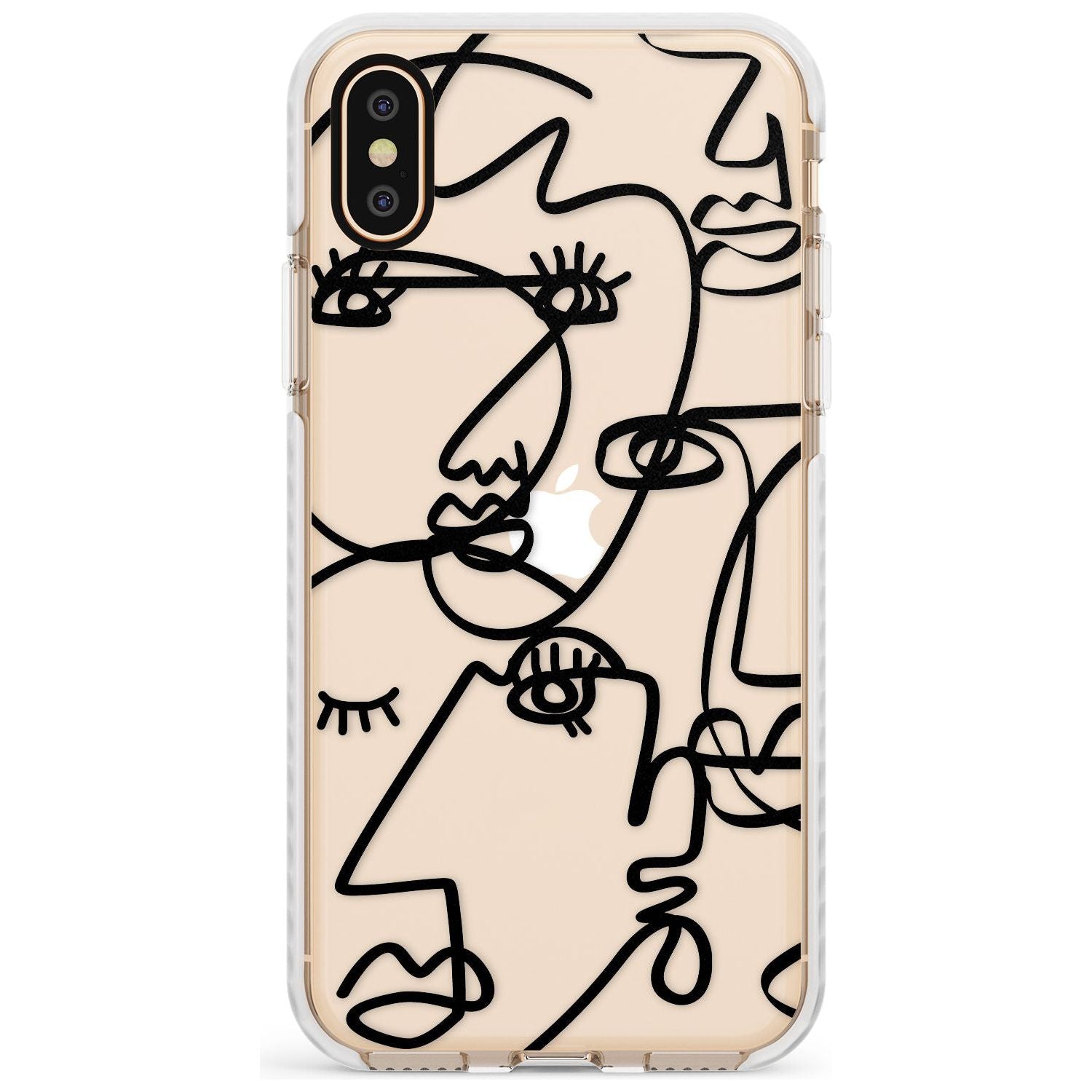 Continuous Line Faces: Black on Clear Slim TPU Phone Case Warehouse X XS Max XR