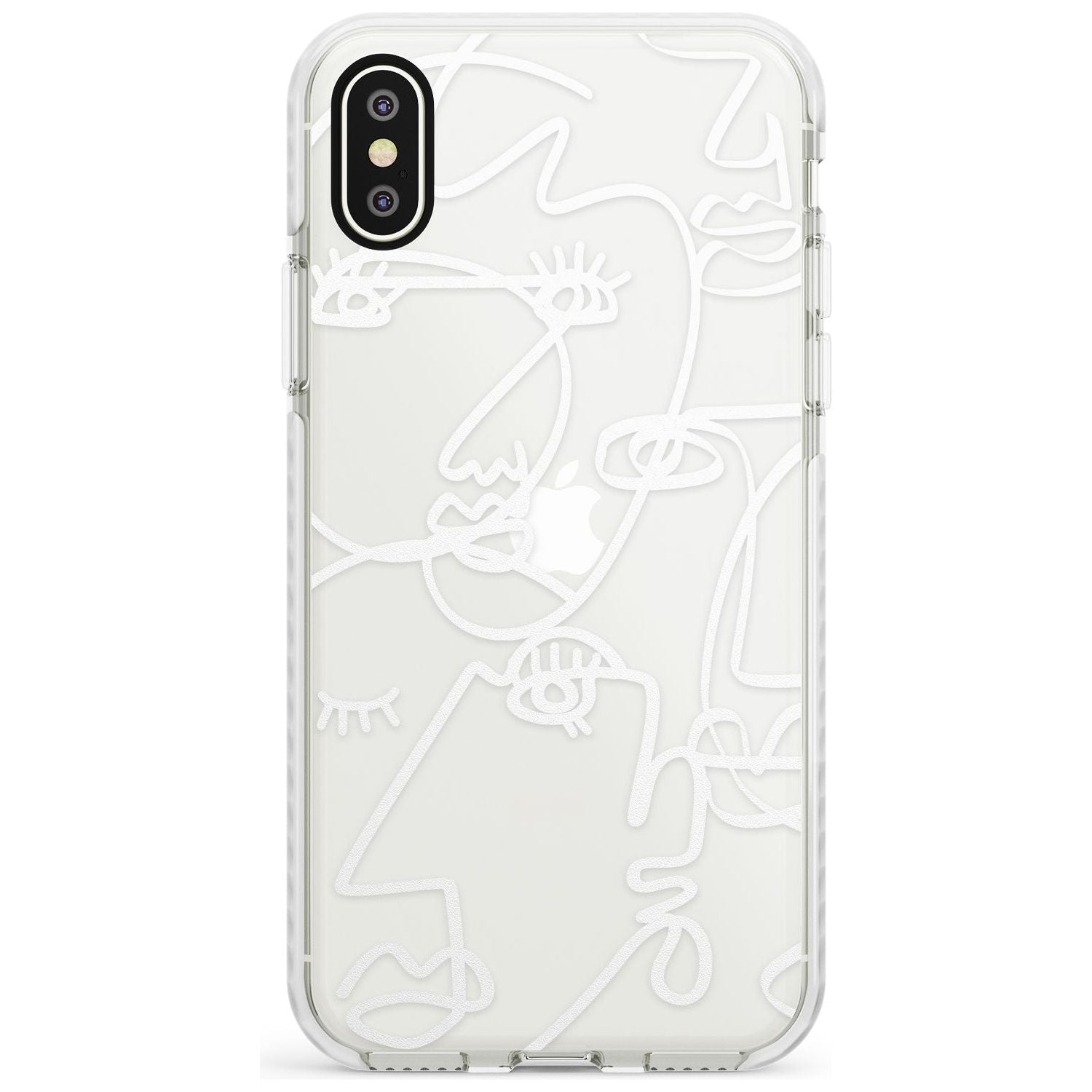 Continuous Line Faces: White on Clear Slim TPU Phone Case Warehouse X XS Max XR