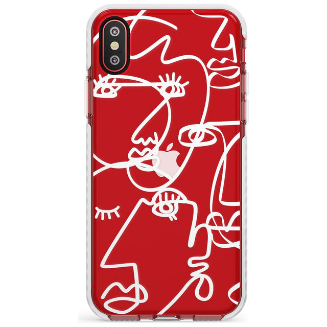 Continuous Line Faces: White on Clear Slim TPU Phone Case Warehouse X XS Max XR