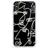 Continuous Line Faces: Clear on Black Slim TPU Phone Case Warehouse X XS Max XR