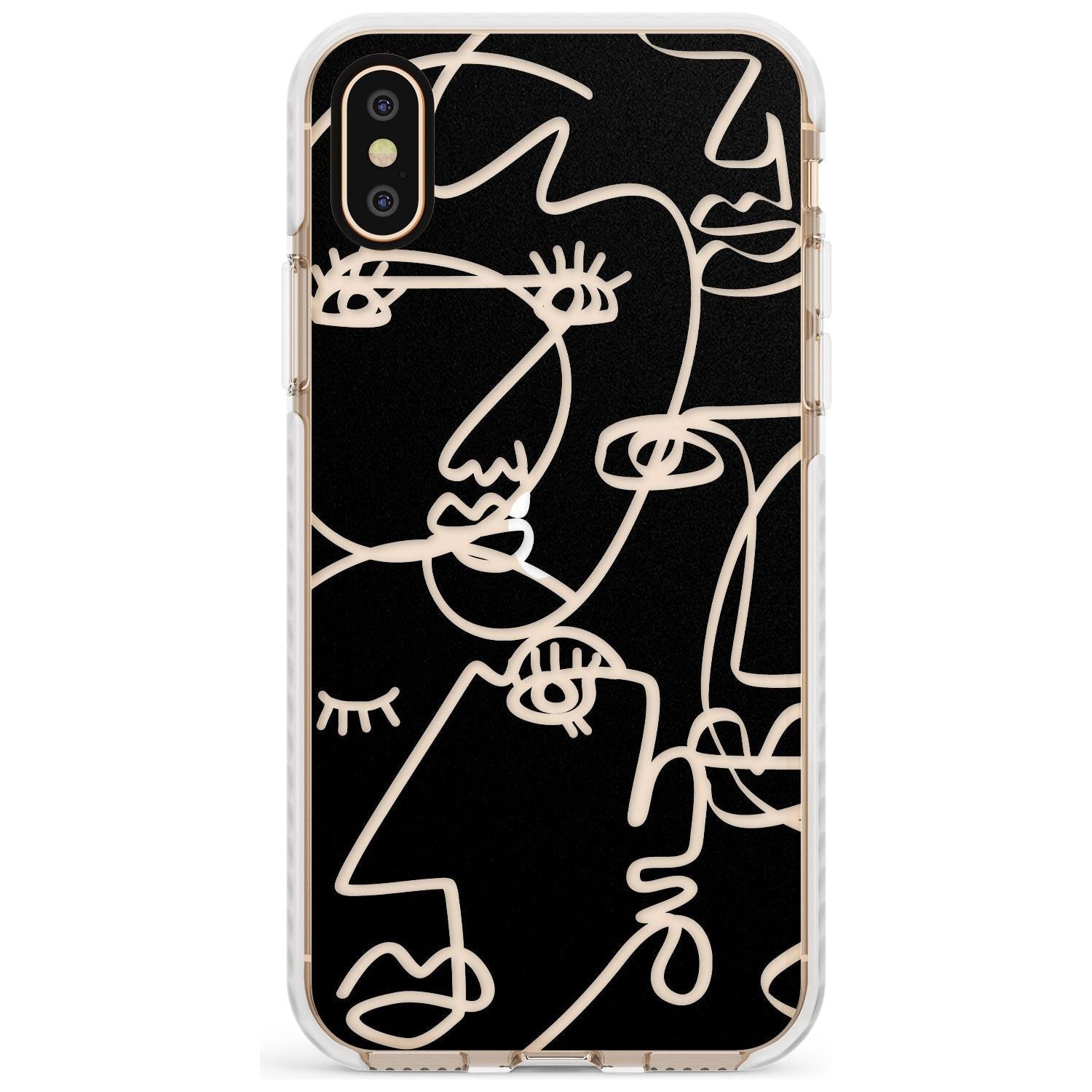 Continuous Line Faces: Clear on Black Slim TPU Phone Case Warehouse X XS Max XR