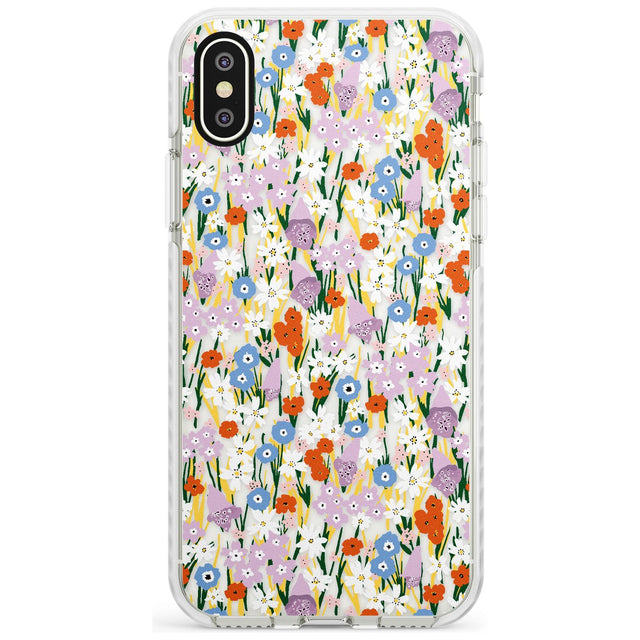 Energetic Floral Mix: Transparent Slim TPU Phone Case Warehouse X XS Max XR