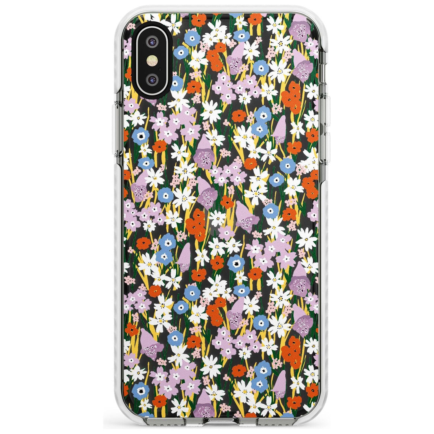 Energetic Floral Mix: Transparent Slim TPU Phone Case Warehouse X XS Max XR