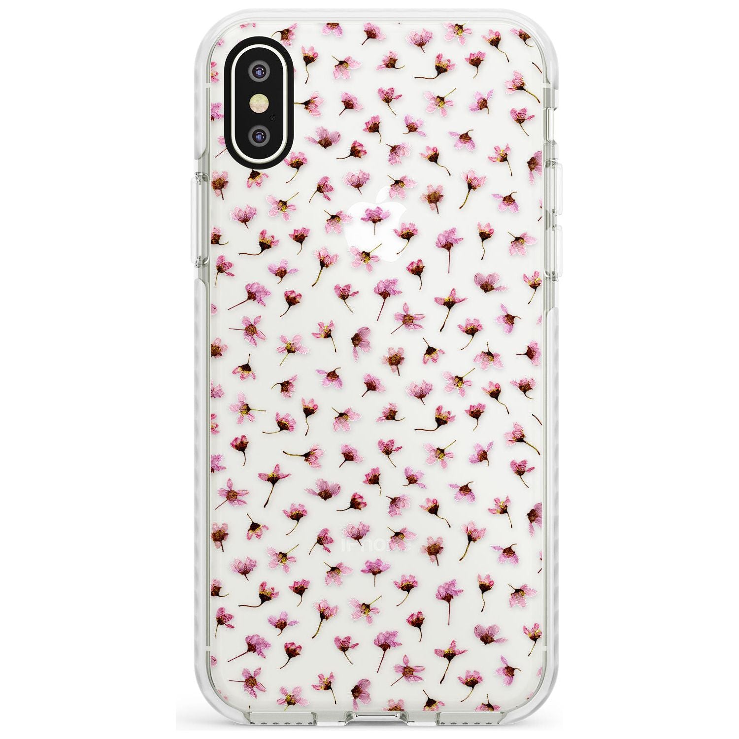 Small Pink Blossoms Transparent Design Impact Phone Case for iPhone X XS Max XR