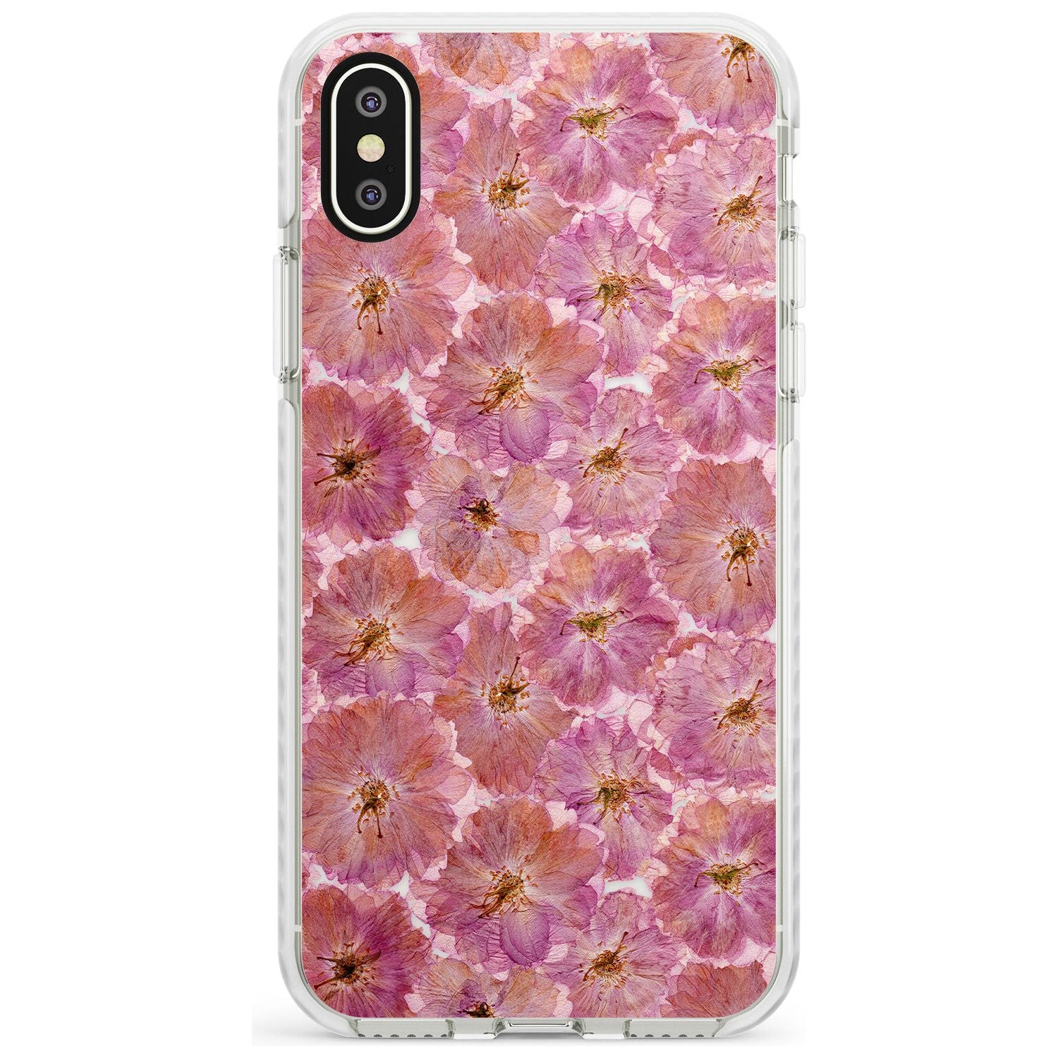 Large Pink Flowers Transparent Design Impact Phone Case for iPhone X XS Max XR