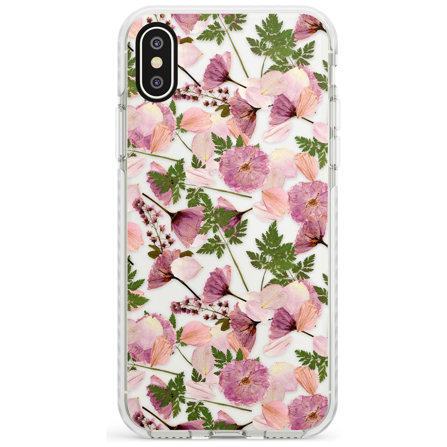 Leafy Floral Pattern Transparent Design Impact Phone Case for iPhone X XS Max XR