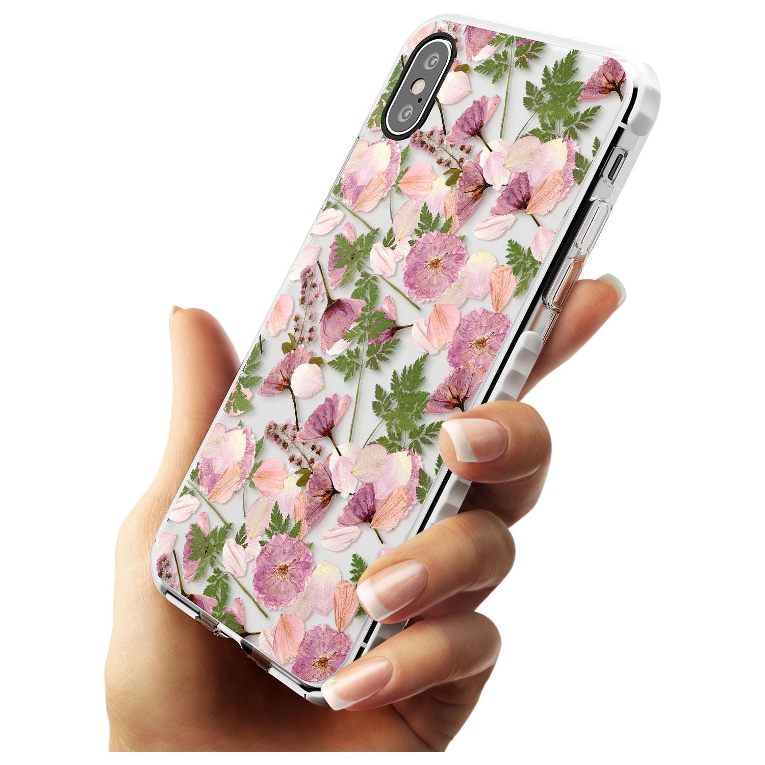 Leafy Floral Pattern Transparent Design Impact Phone Case for iPhone X XS Max XR