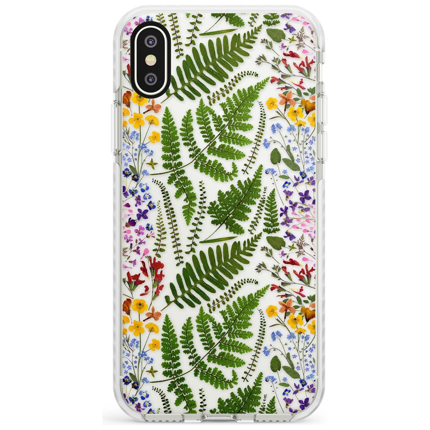 Busy Floral and Fern Design Impact Phone Case for iPhone X XS Max XR