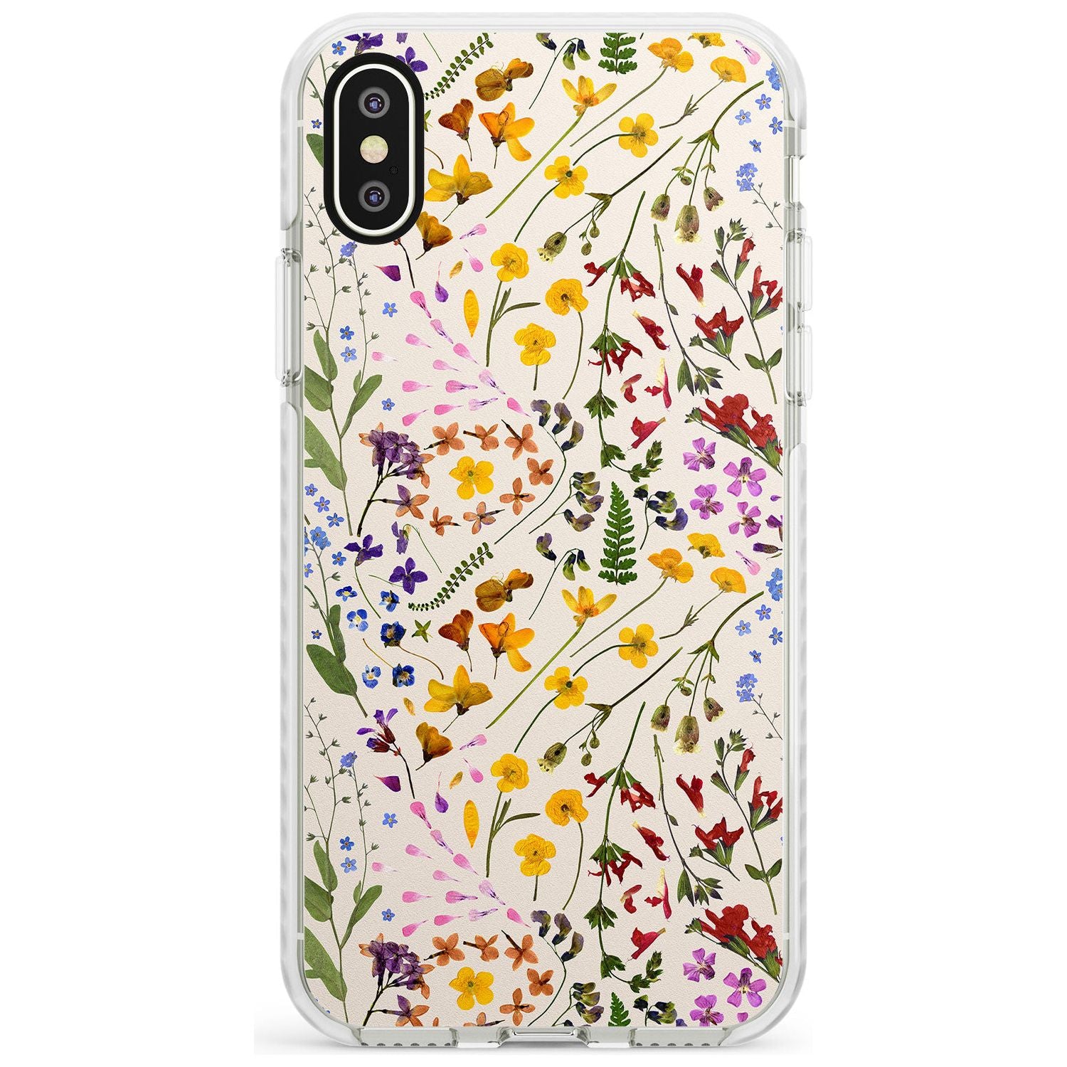 Wildflower & Leaves Cluster Design - Cream Impact Phone Case for iPhone X XS Max XR