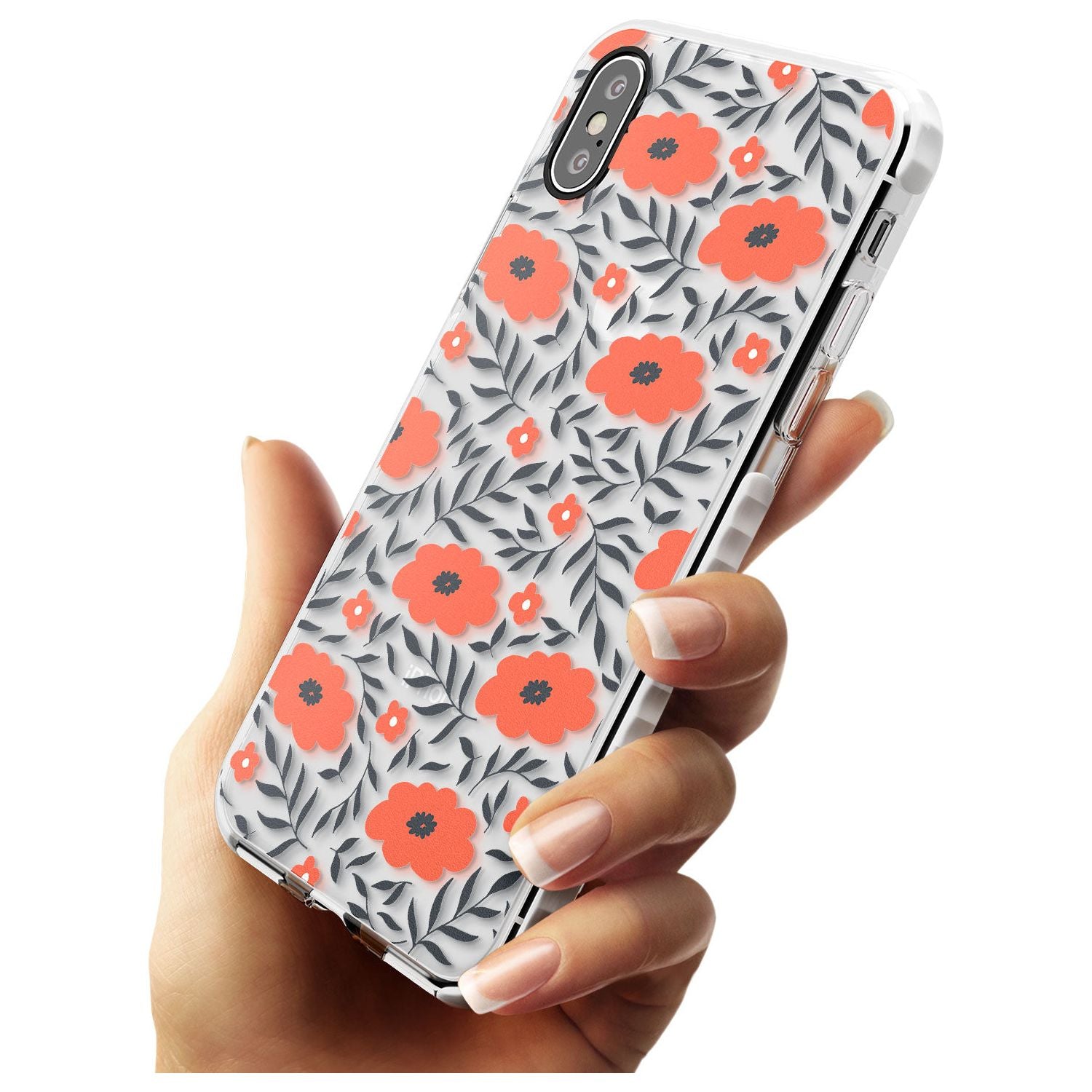 Red Poppy Transparent Floral Impact Phone Case for iPhone X XS Max XR