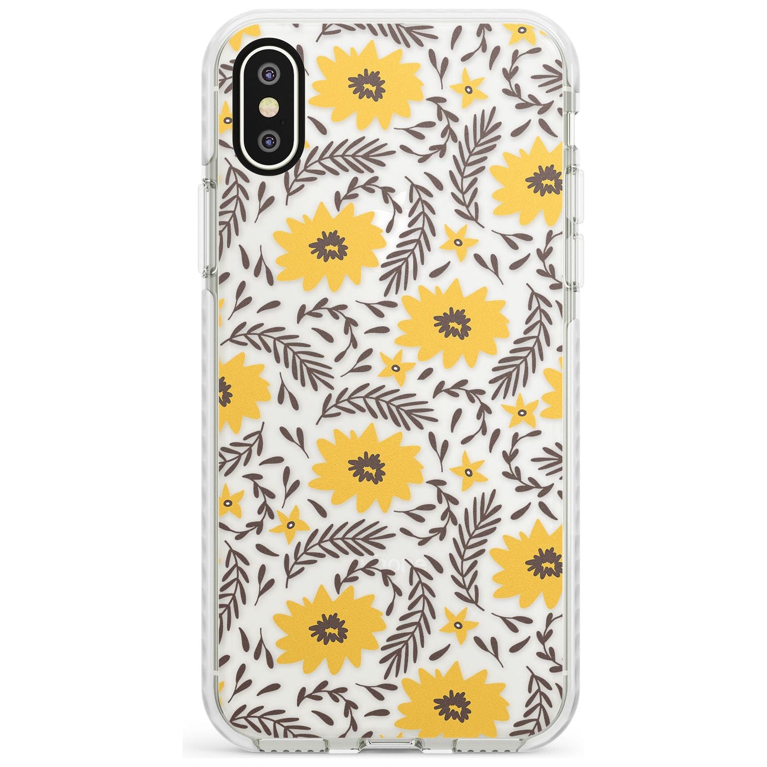Yellow Blossoms Transparent Floral Impact Phone Case for iPhone X XS Max XR