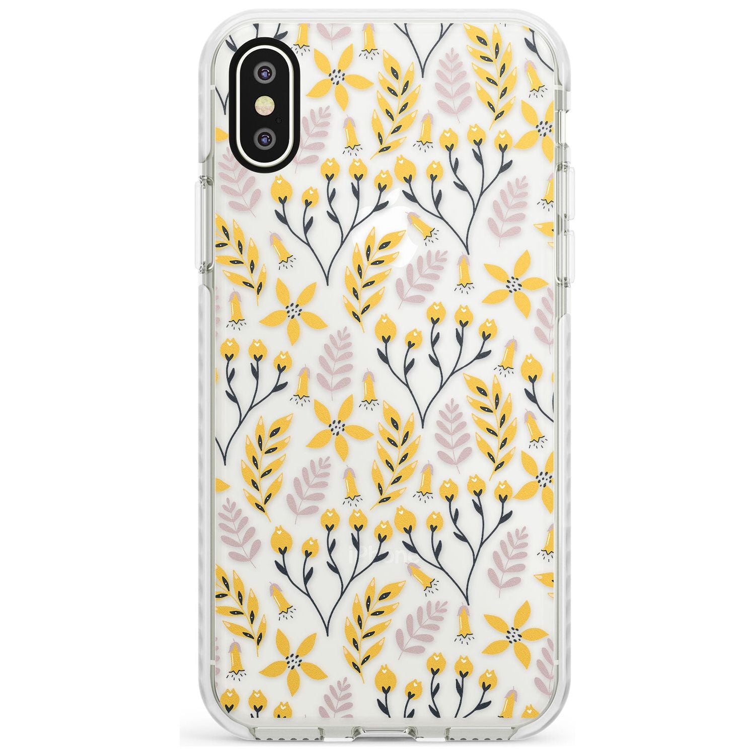 Yellow Leaves Transparent Floral Impact Phone Case for iPhone X XS Max XR