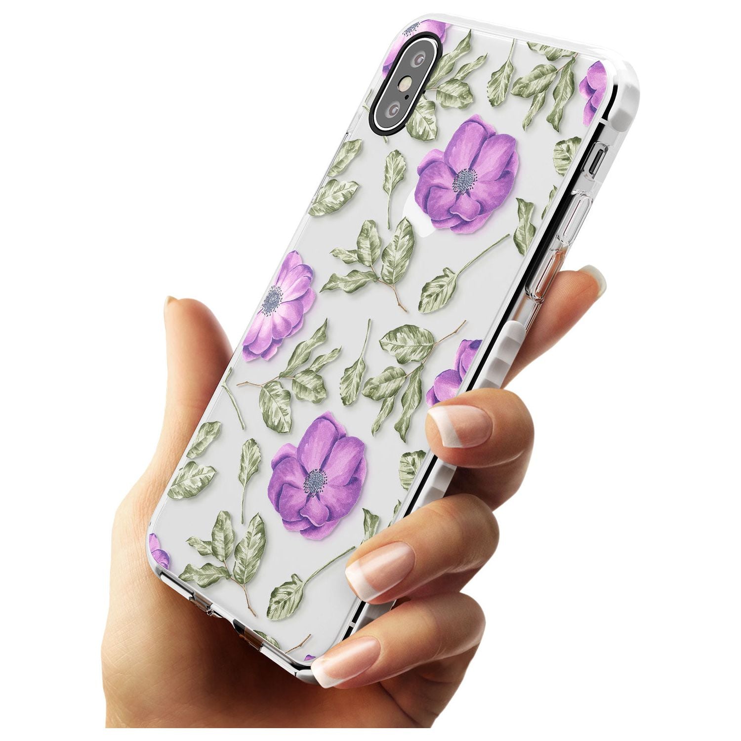 Purple Blossoms Transparent Floral Impact Phone Case for iPhone X XS Max XR