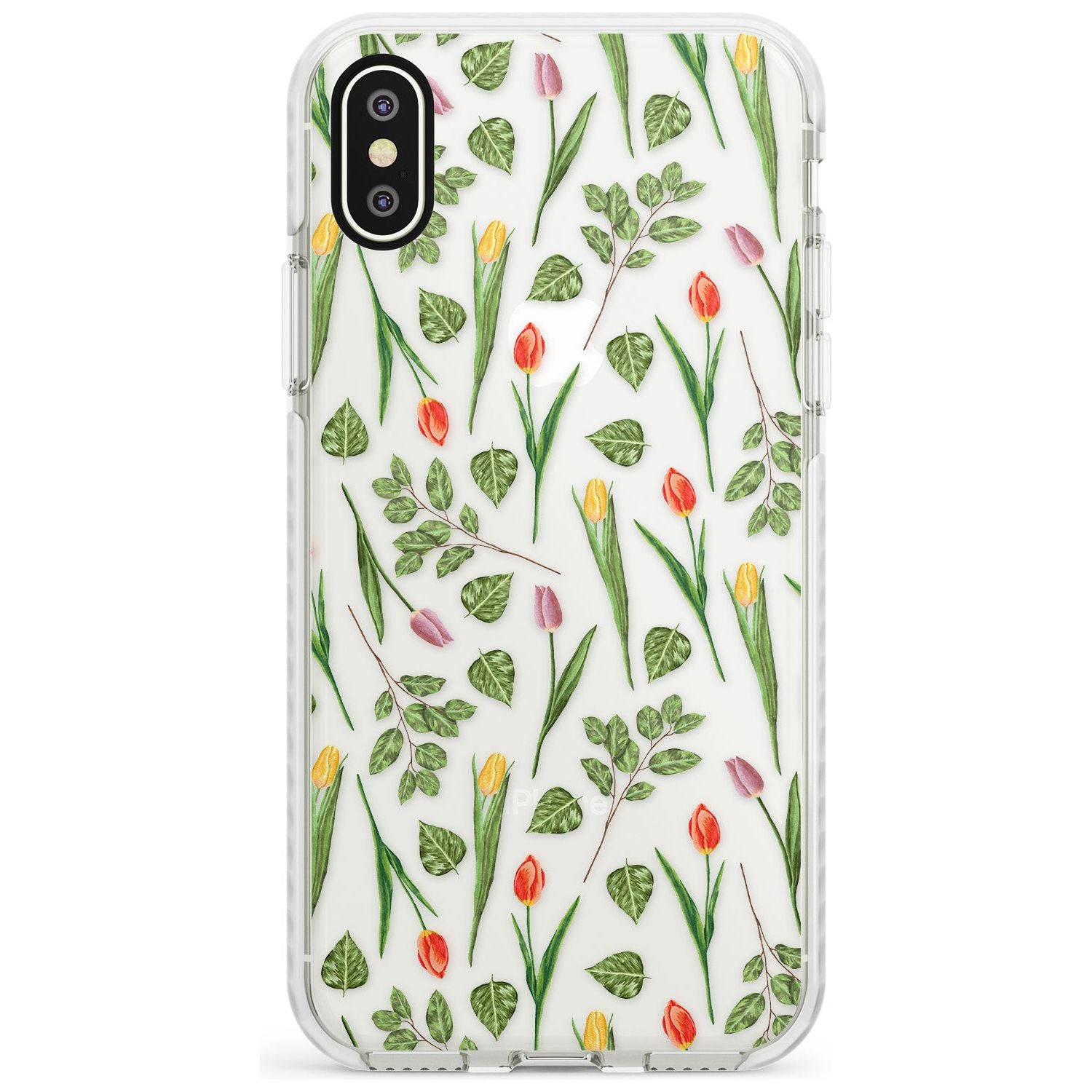 Spring Tulips Transparent Floral Impact Phone Case for iPhone X XS Max XR