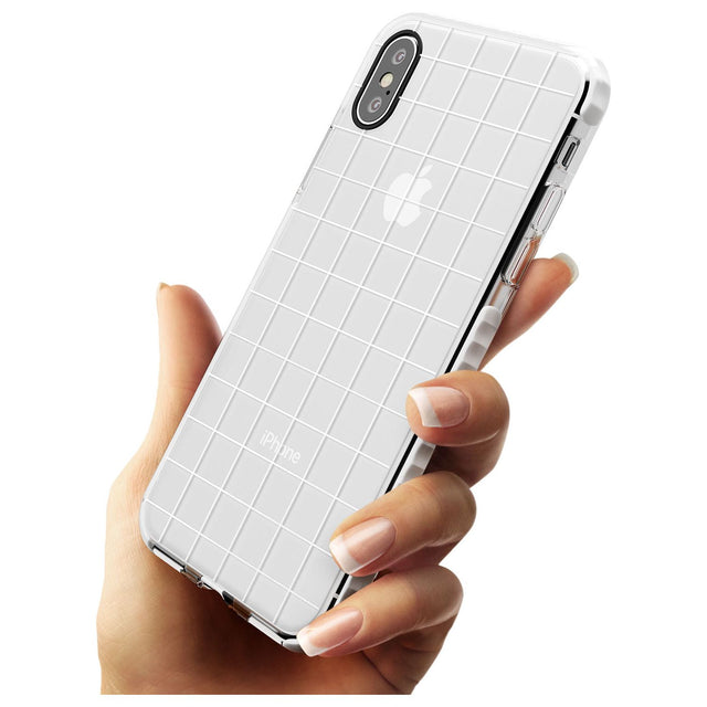 Simplistic Large Grid Pattern White (Transparent) Impact Phone Case for iPhone X XS Max XR