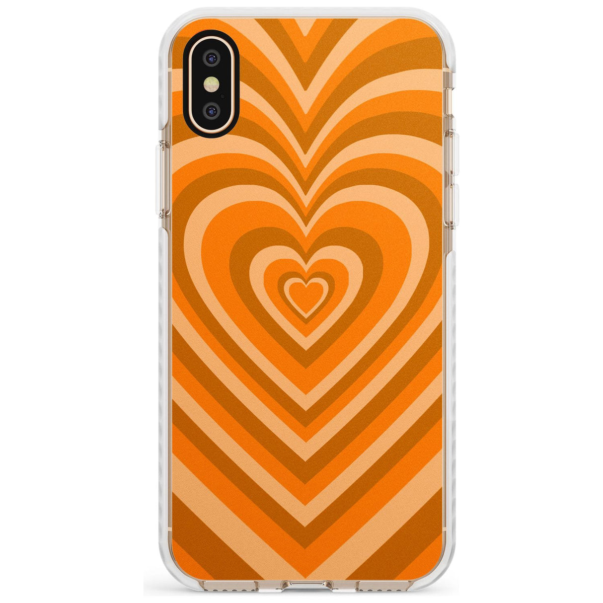 Orange Heart Illusion Impact Phone Case for iPhone X XS Max XR