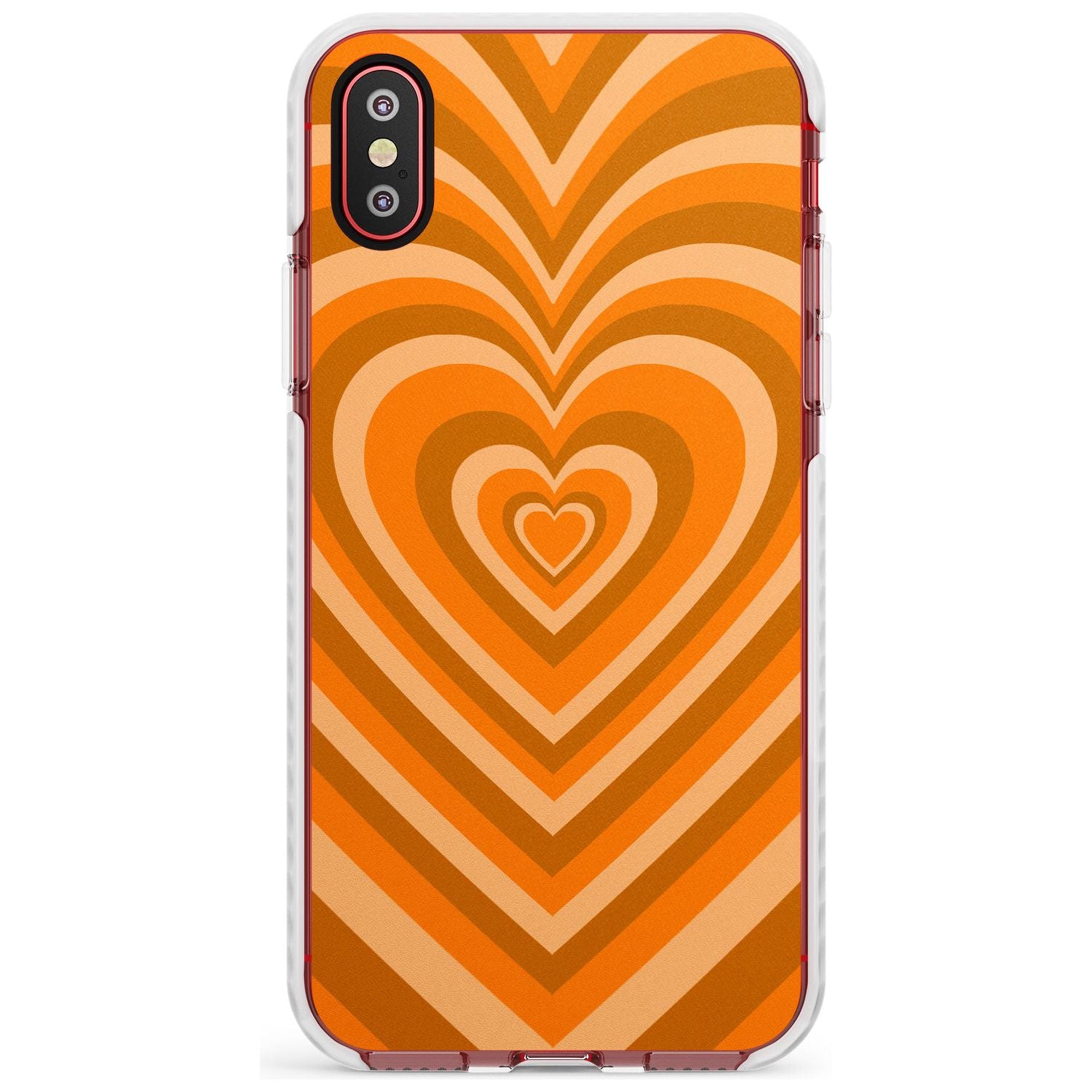 Orange Heart Illusion Impact Phone Case for iPhone X XS Max XR