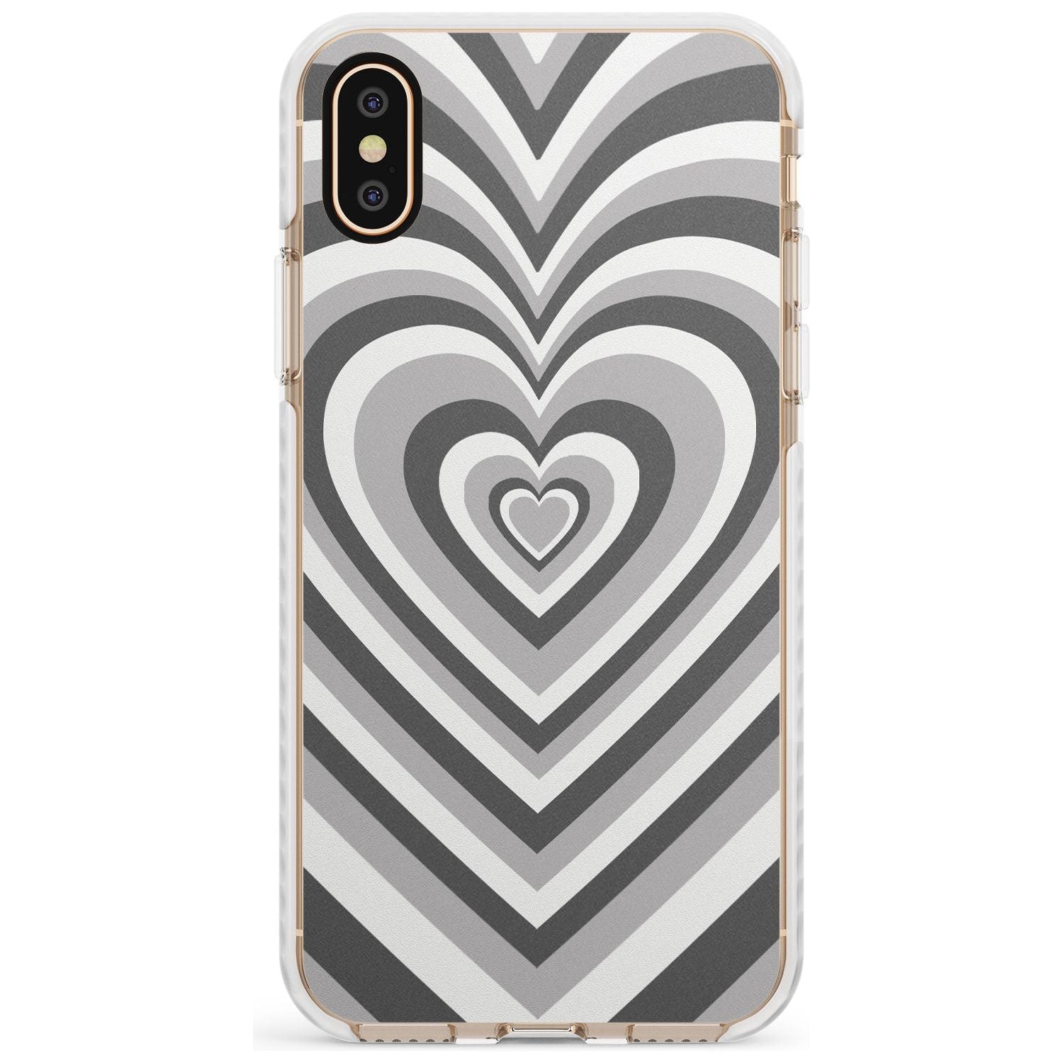 Monochrome Heart Illusion Impact Phone Case for iPhone X XS Max XR