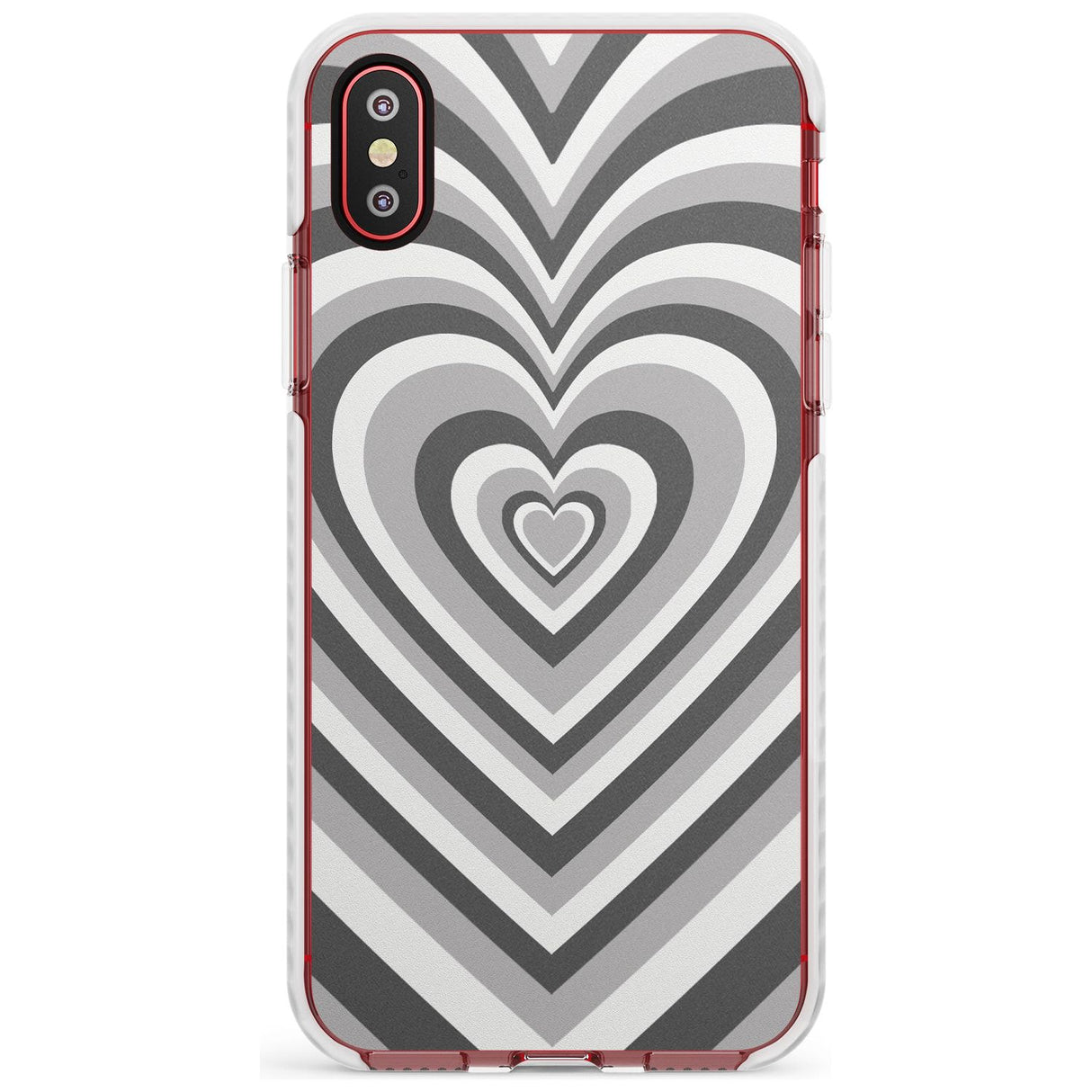 Monochrome Heart Illusion Impact Phone Case for iPhone X XS Max XR