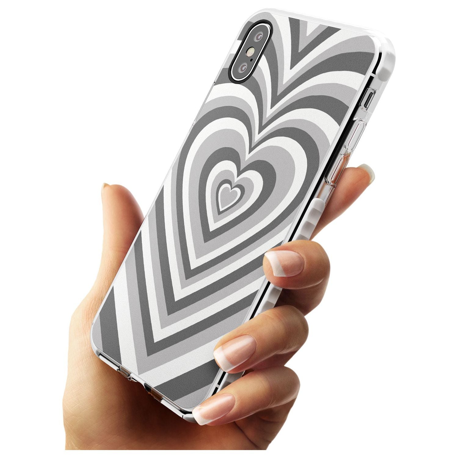 Monochrome Heart Illusion Impact Phone Case for iPhone X XS Max XR