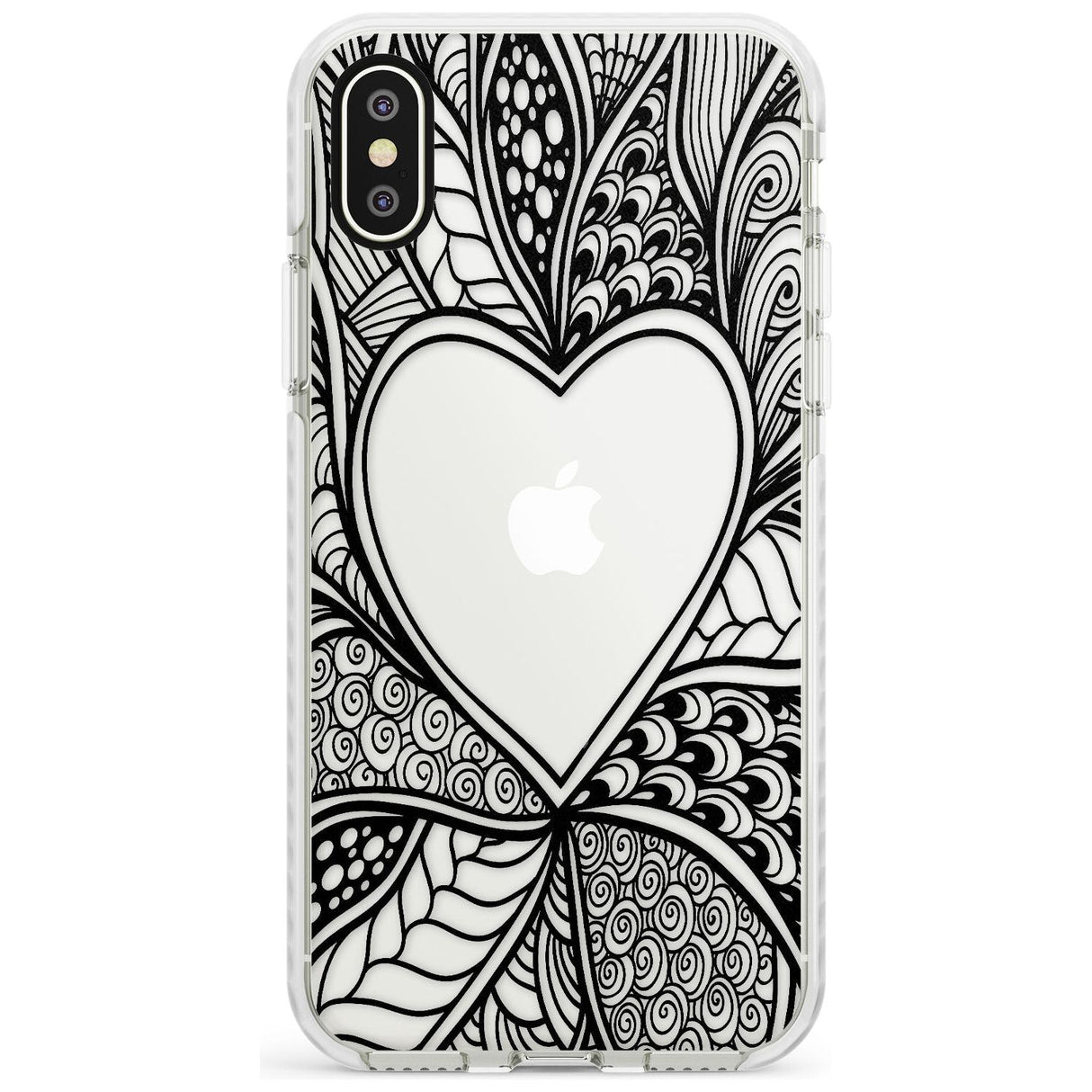 Black Henna Heart Impact Phone Case for iPhone X XS Max XR