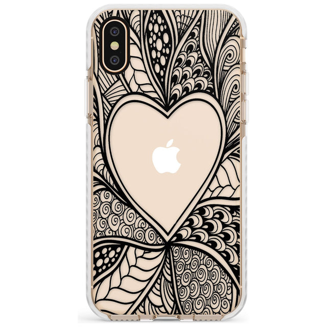 Black Henna Heart Impact Phone Case for iPhone X XS Max XR