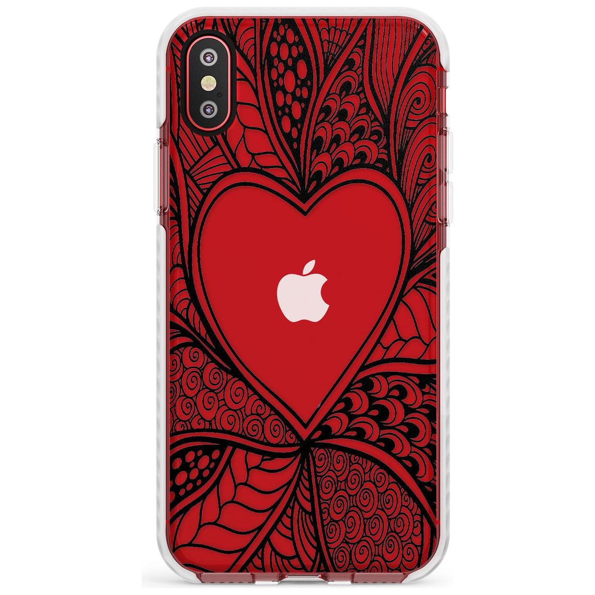 Black Henna Heart Impact Phone Case for iPhone X XS Max XR