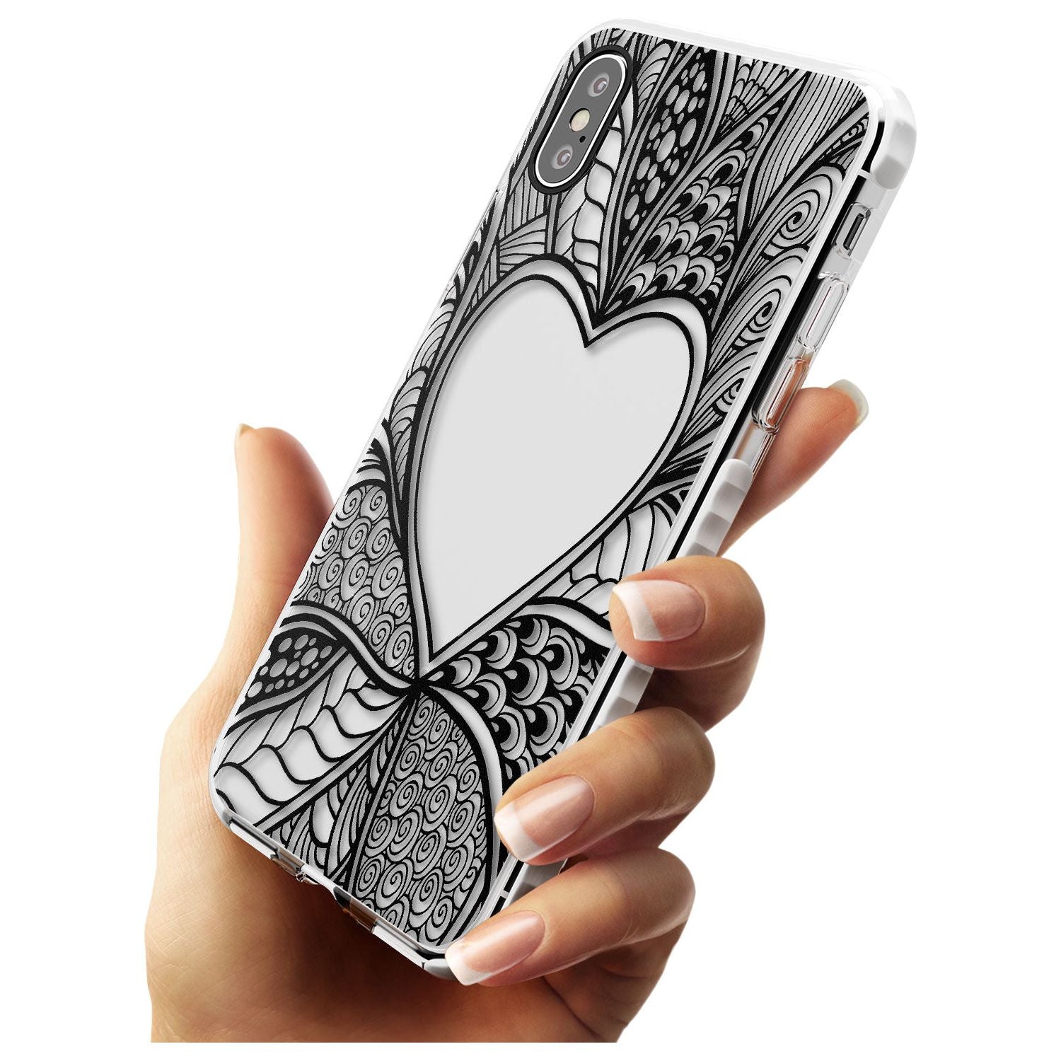 Black Henna Heart Impact Phone Case for iPhone X XS Max XR