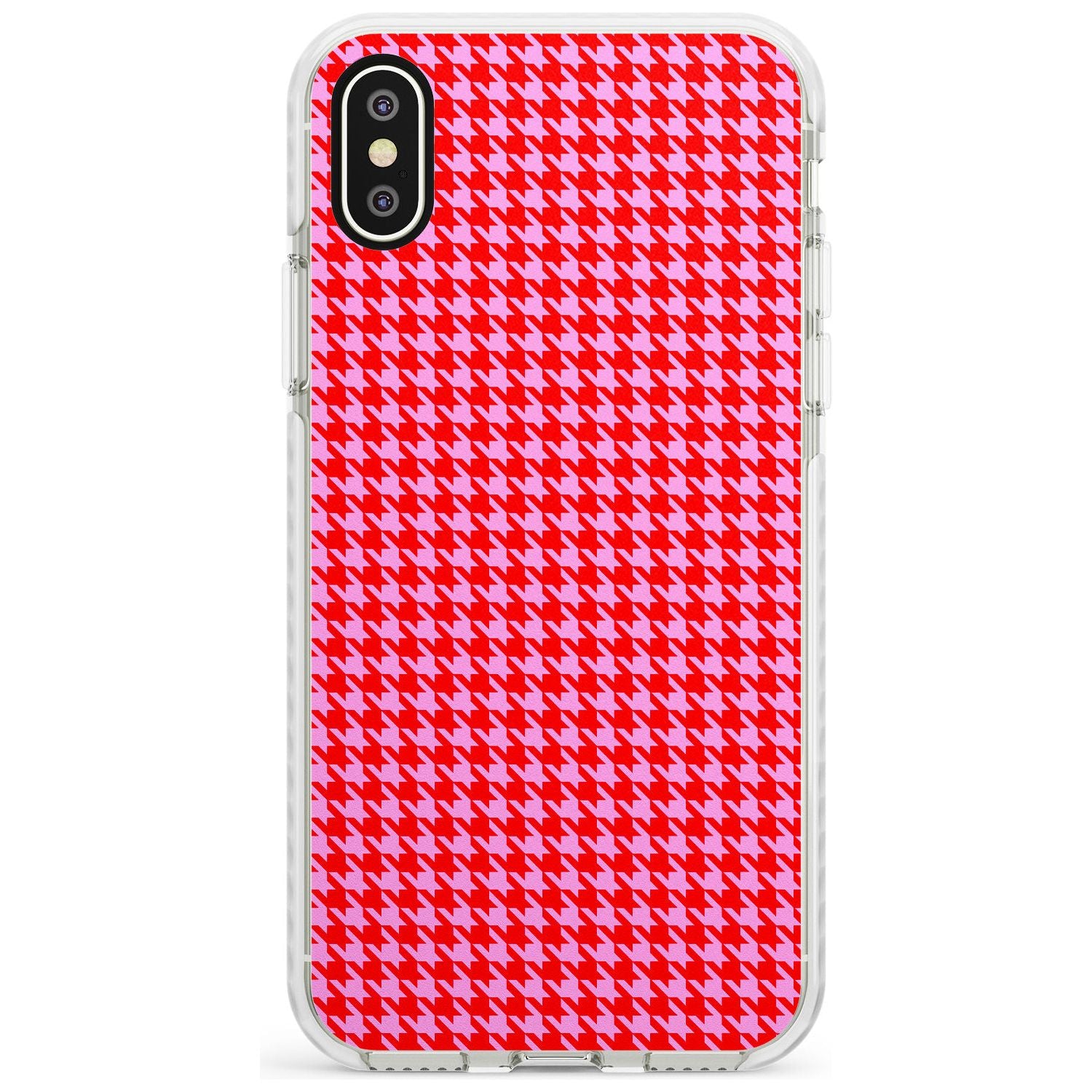Neon Pink & Red Houndstooth Pattern Impact Phone Case for iPhone X XS Max XR