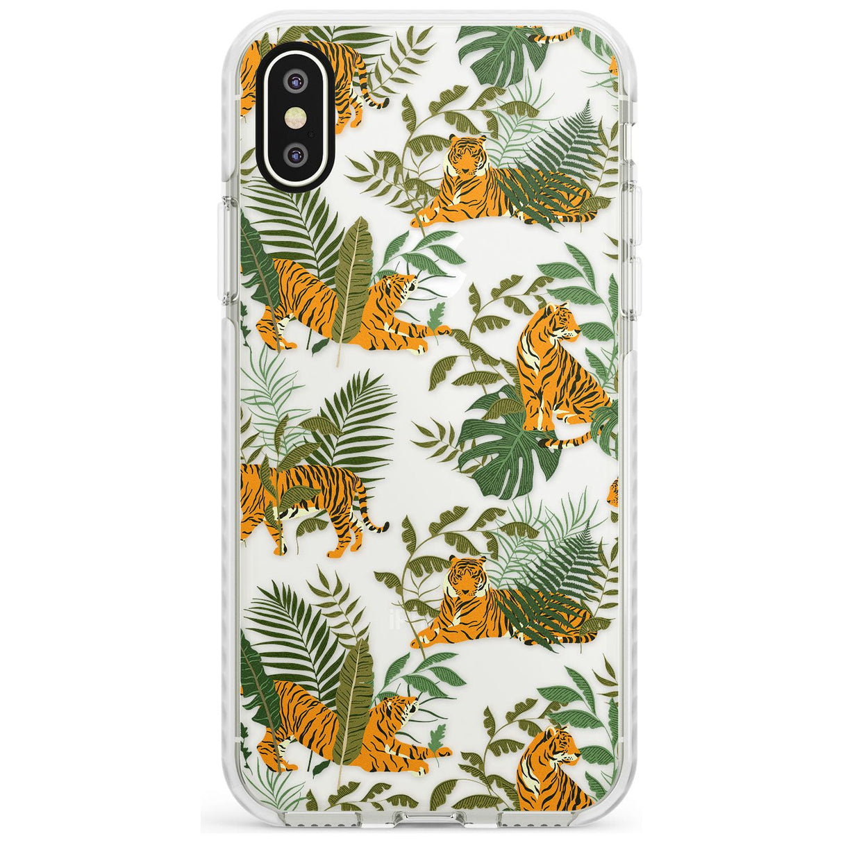 ClearTiger & Fern Jungle Cat Pattern Impact Phone Case for iPhone X XS Max XR