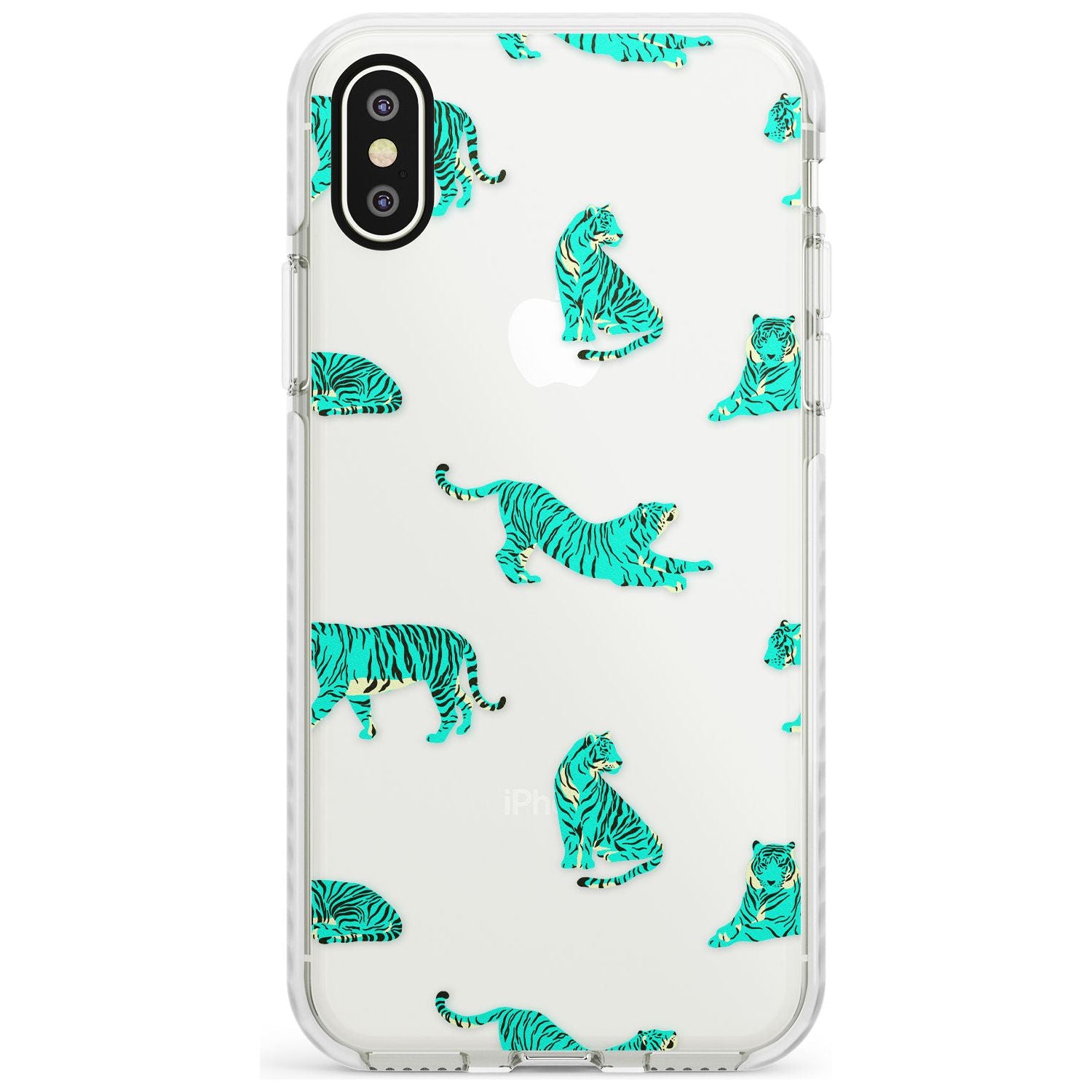 Turquoise Tiger Jungle Cat Pattern Impact Phone Case for iPhone X XS Max XR