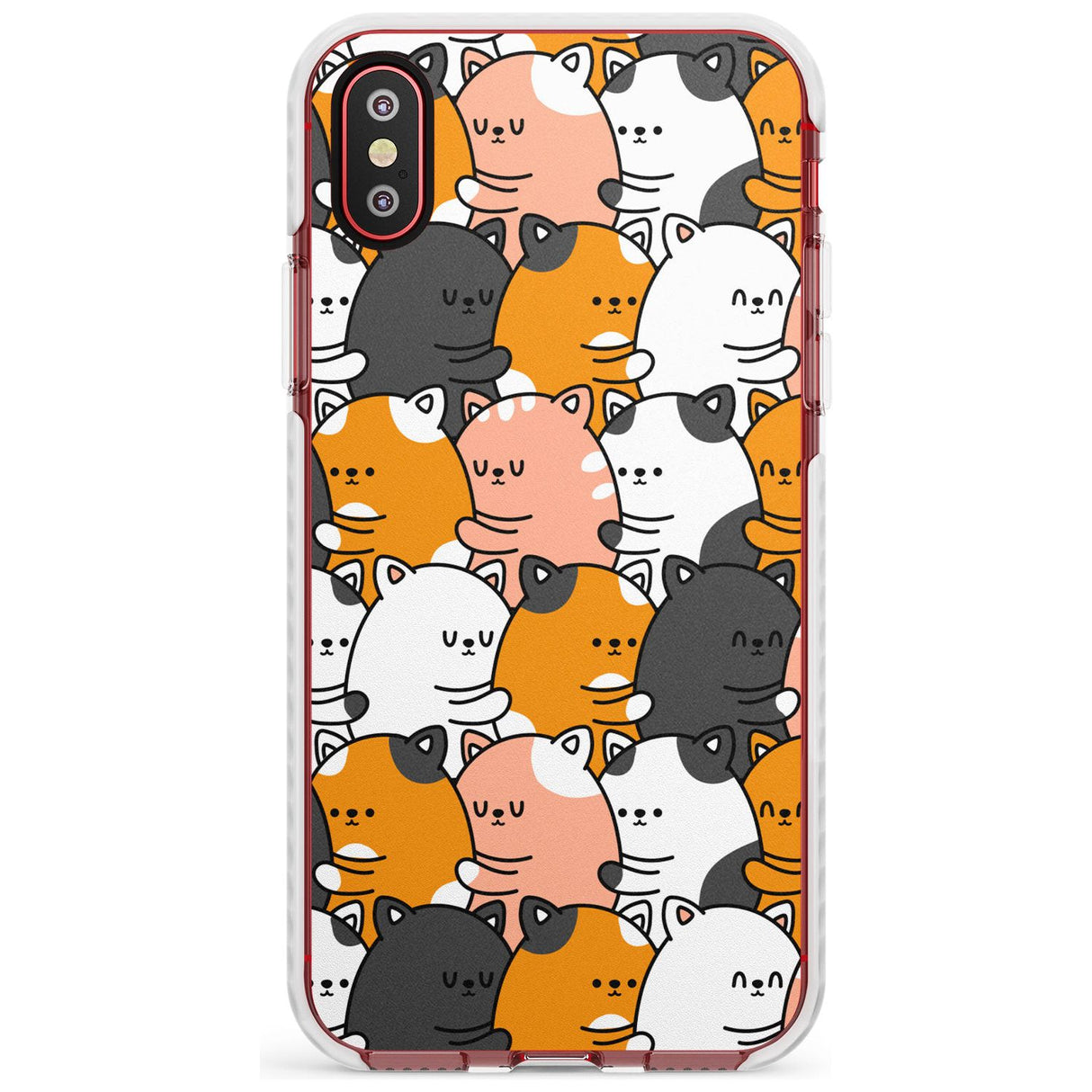 Spooning Cats Kawaii Pattern Impact Phone Case for iPhone X XS Max XR