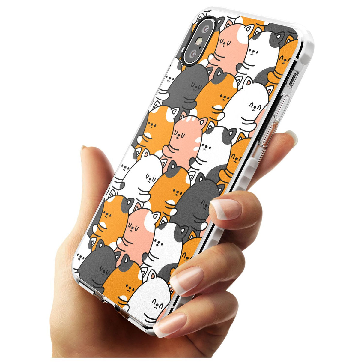 Spooning Cats Kawaii Pattern Impact Phone Case for iPhone X XS Max XR