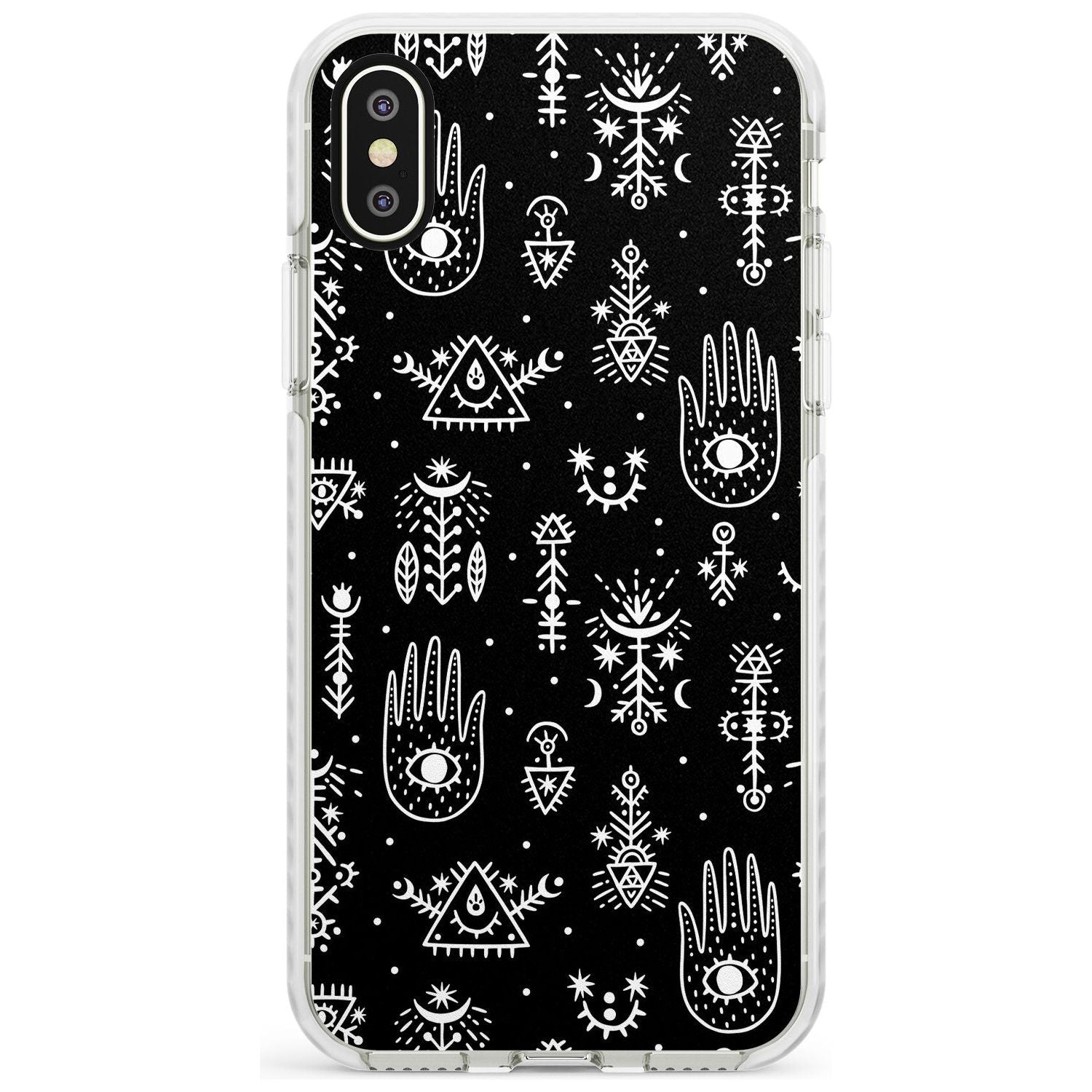 Tribal Palms - White on Black Impact Phone Case for iPhone X XS Max XR