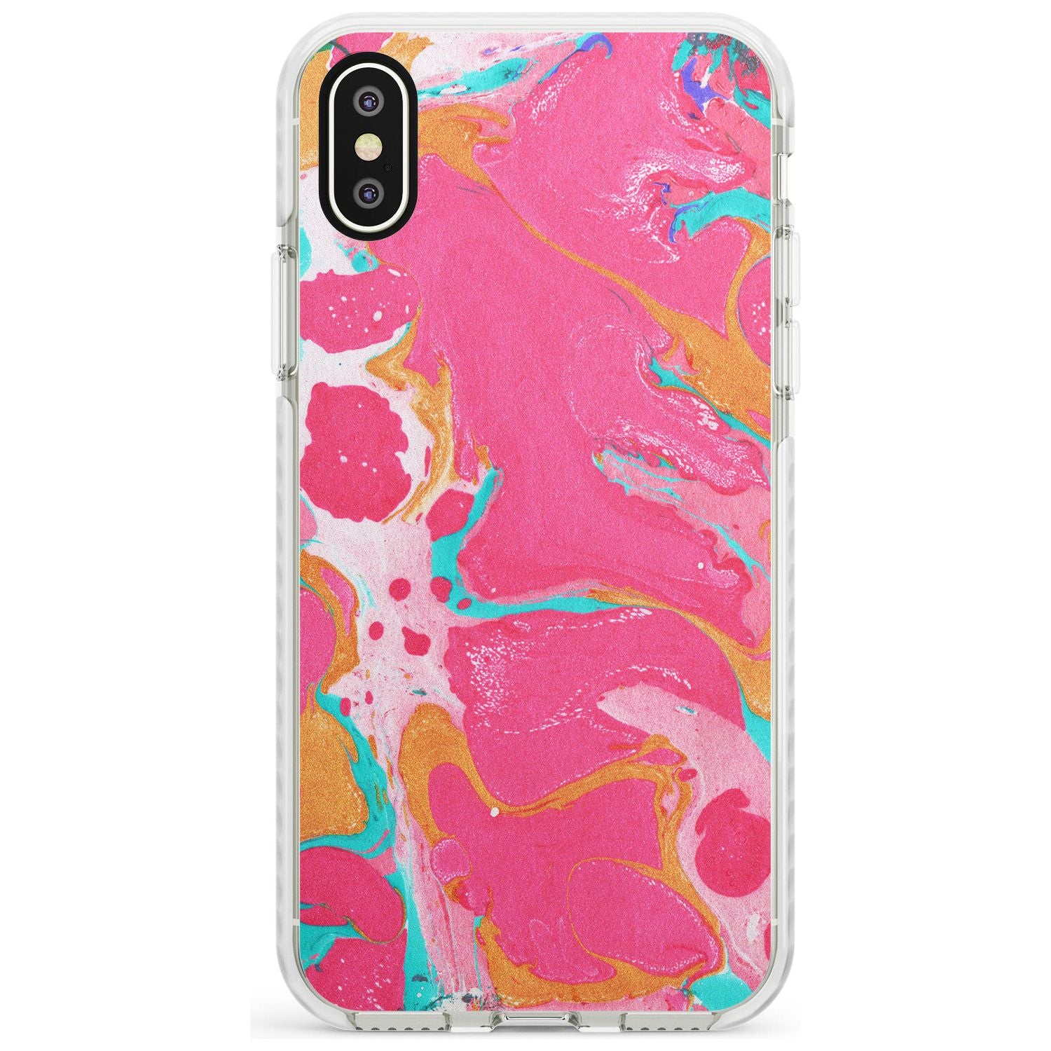 Pink, Orange & Turquoise Marbled Paper Pattern Impact Phone Case for iPhone X XS Max XR