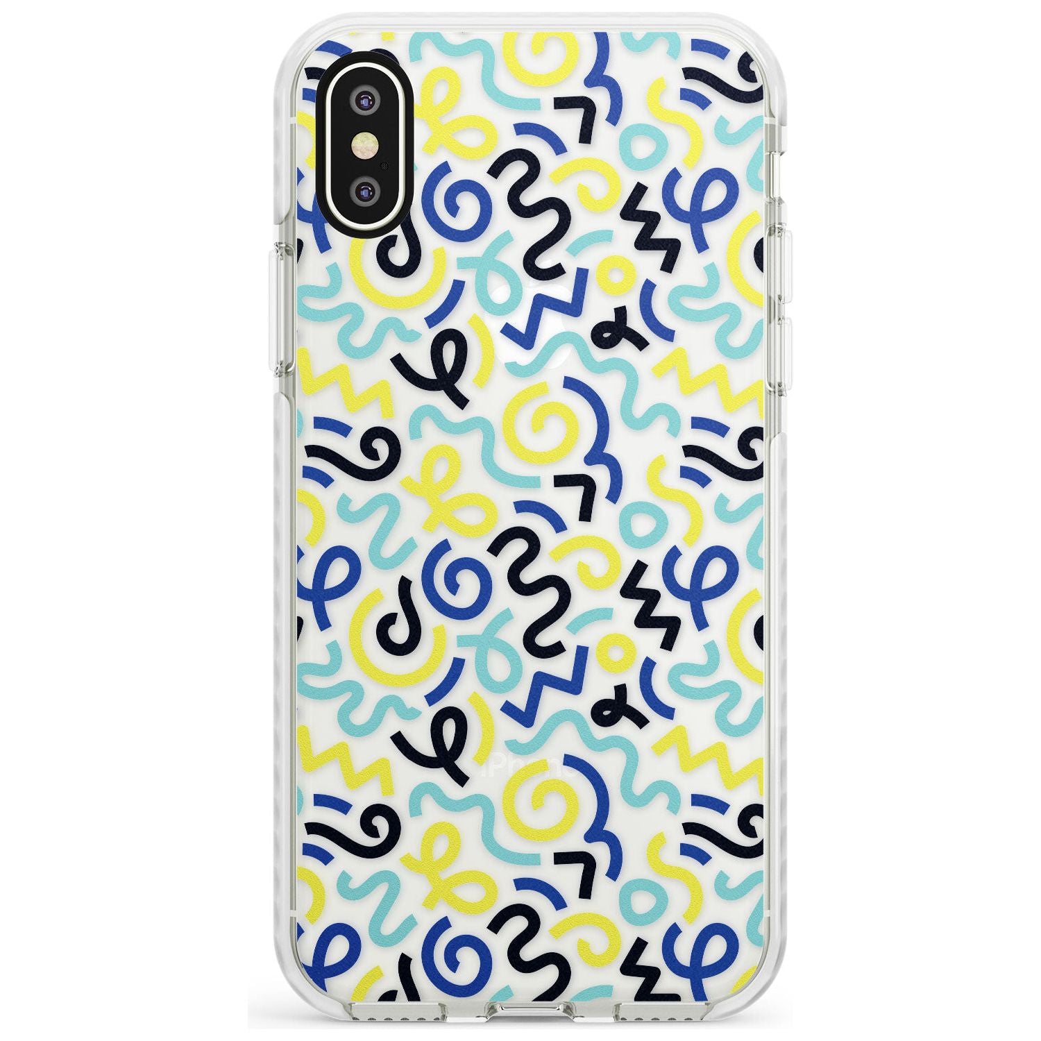 Blue & Yellow Shapes Memphis Retro Pattern Design Impact Phone Case for iPhone X XS Max XR