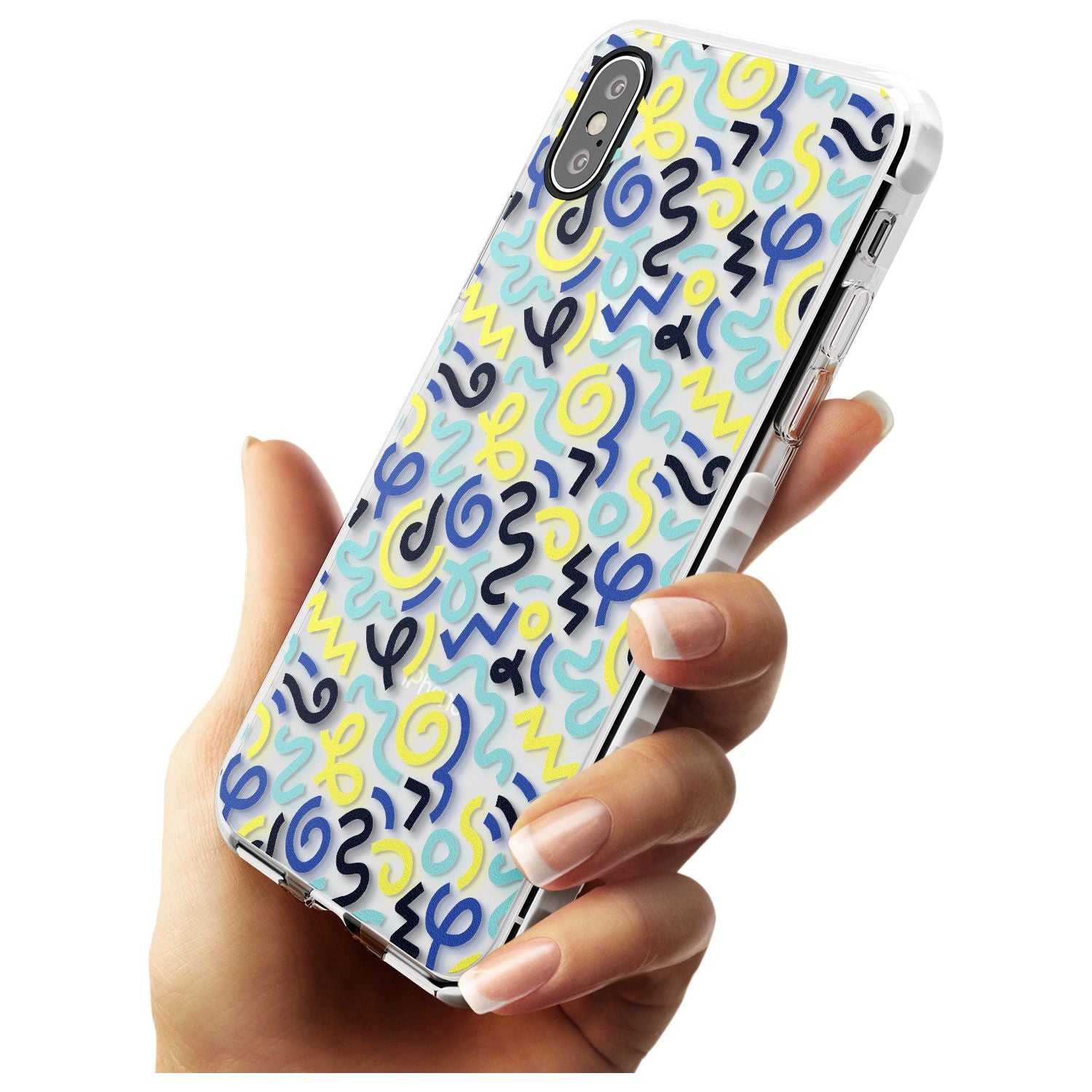 Blue & Yellow Shapes Memphis Retro Pattern Design Impact Phone Case for iPhone X XS Max XR