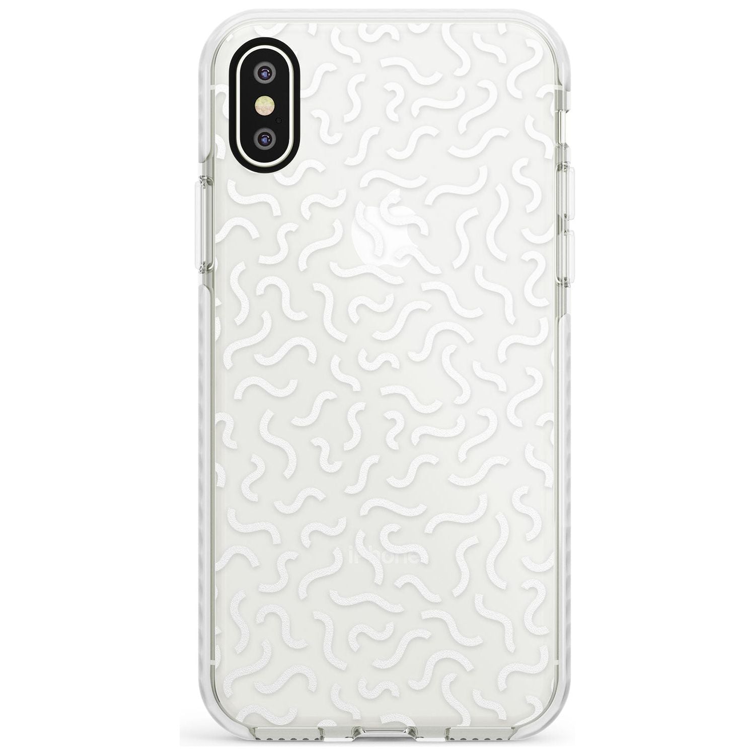 White Wavy Squiggles Memphis Retro Pattern Design Impact Phone Case for iPhone X XS Max XR